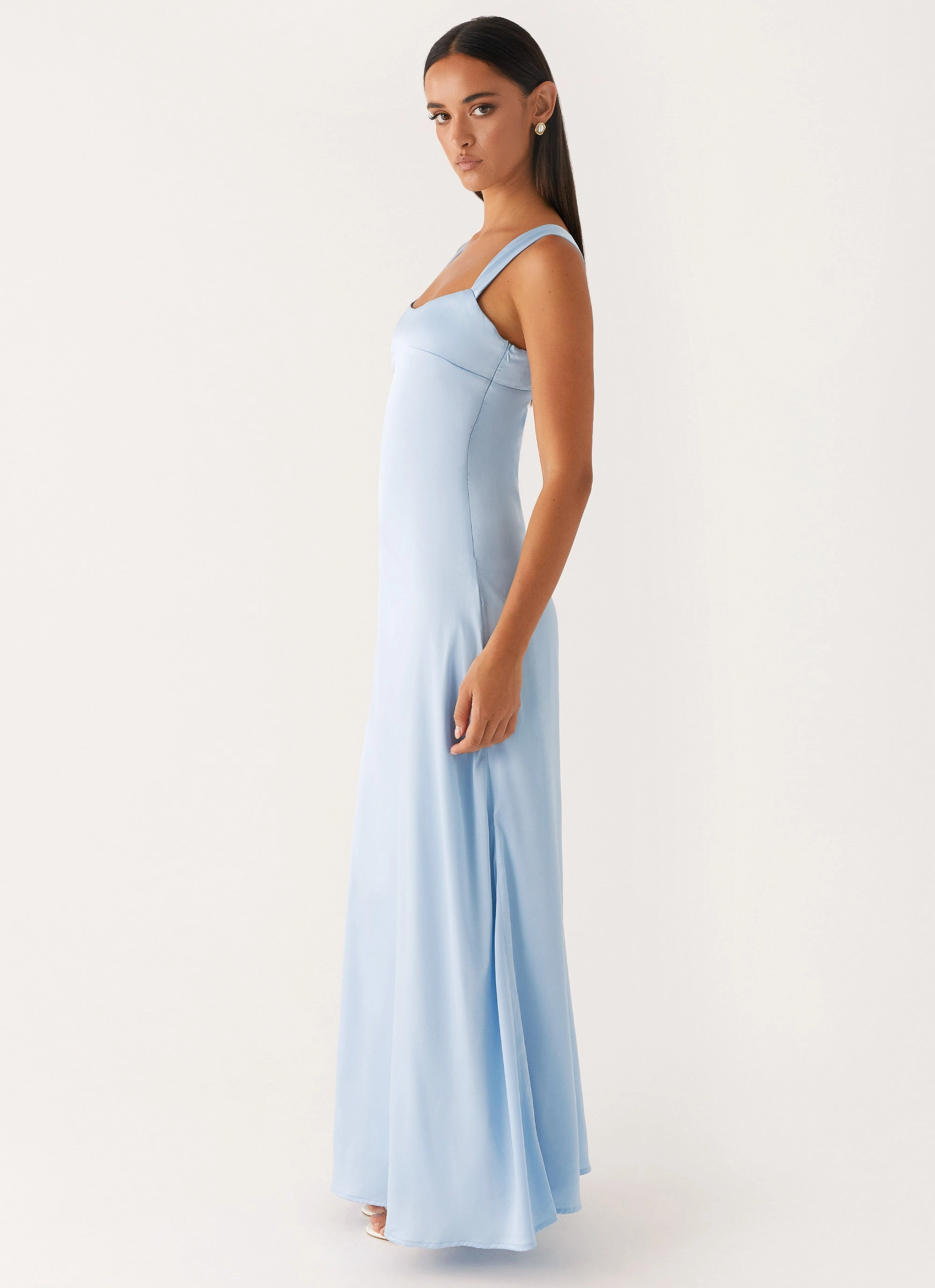 Odette Satin Maxi Dress - Blue BreathableLining Luxe Fabric