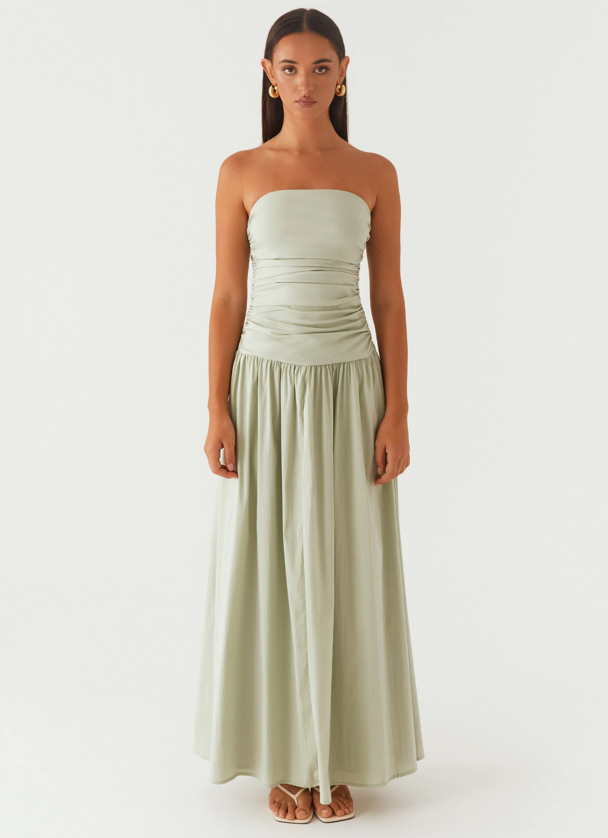 Comfort Waist Fit Layered Movement Carmel Maxi Dress - Sage