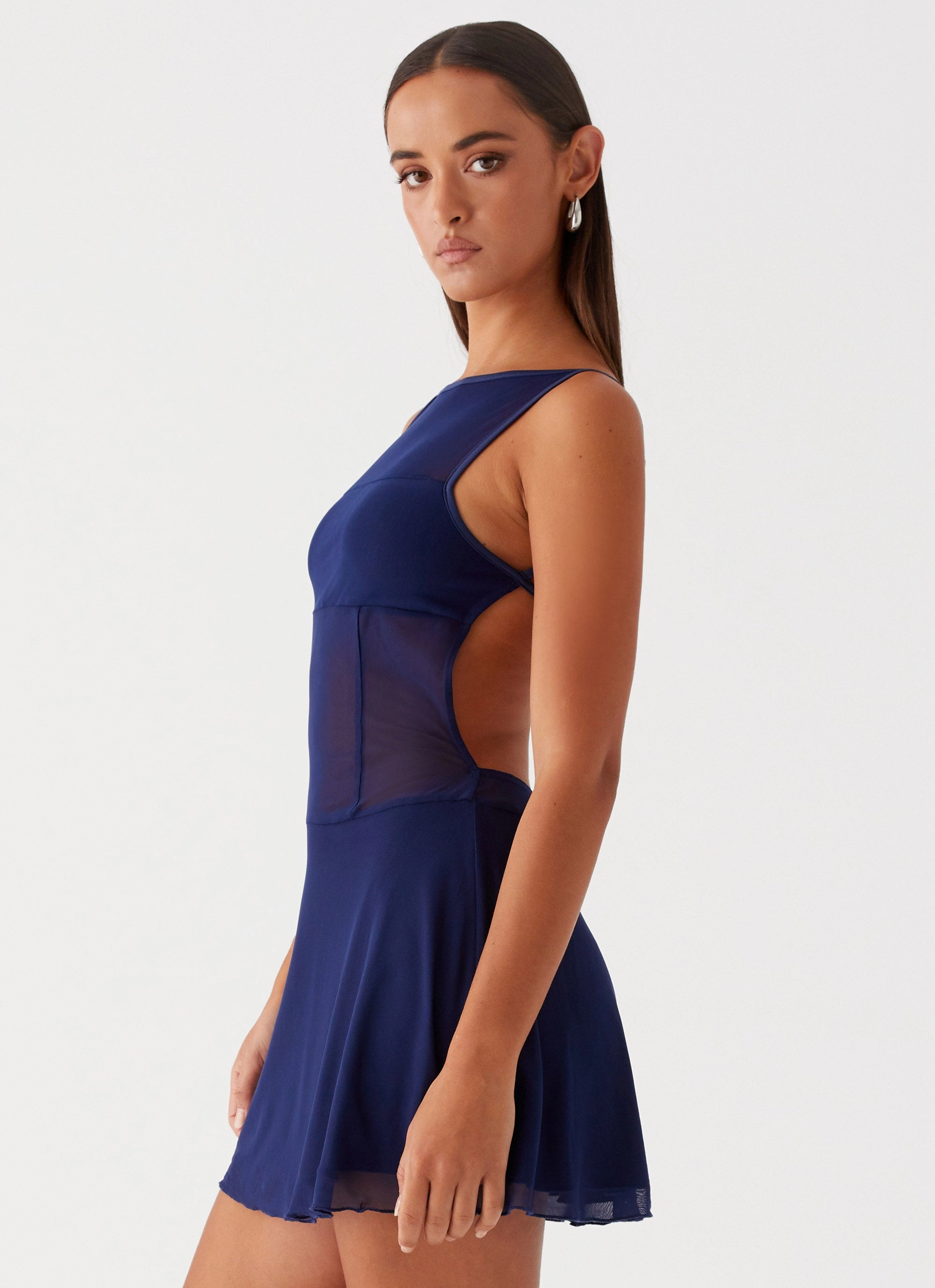 Roxanne Mini Dress - Navy Chic and Elegant cut out