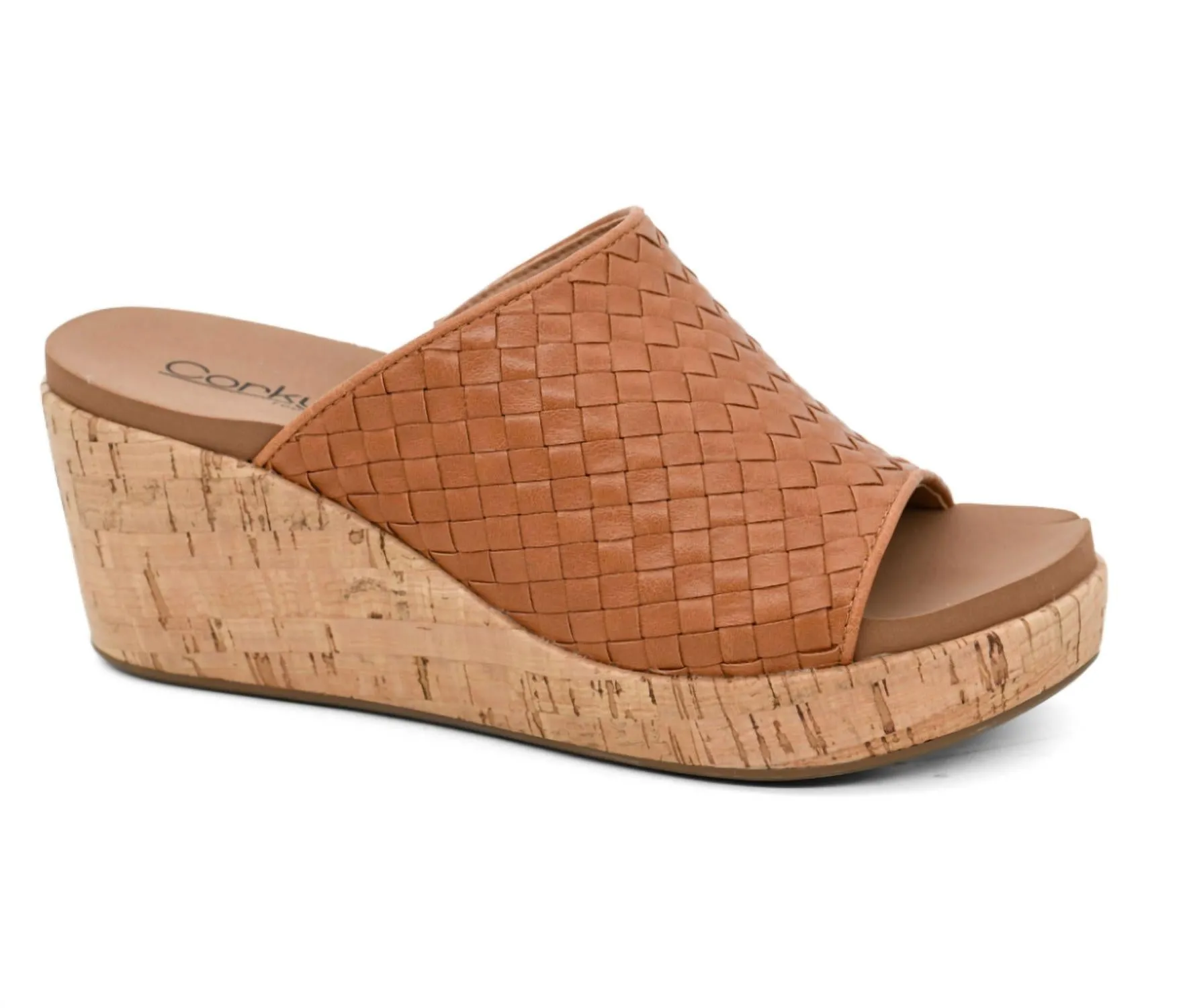 Women's Woven Wedge In Caramel Red Bold Stylish and Comfortable