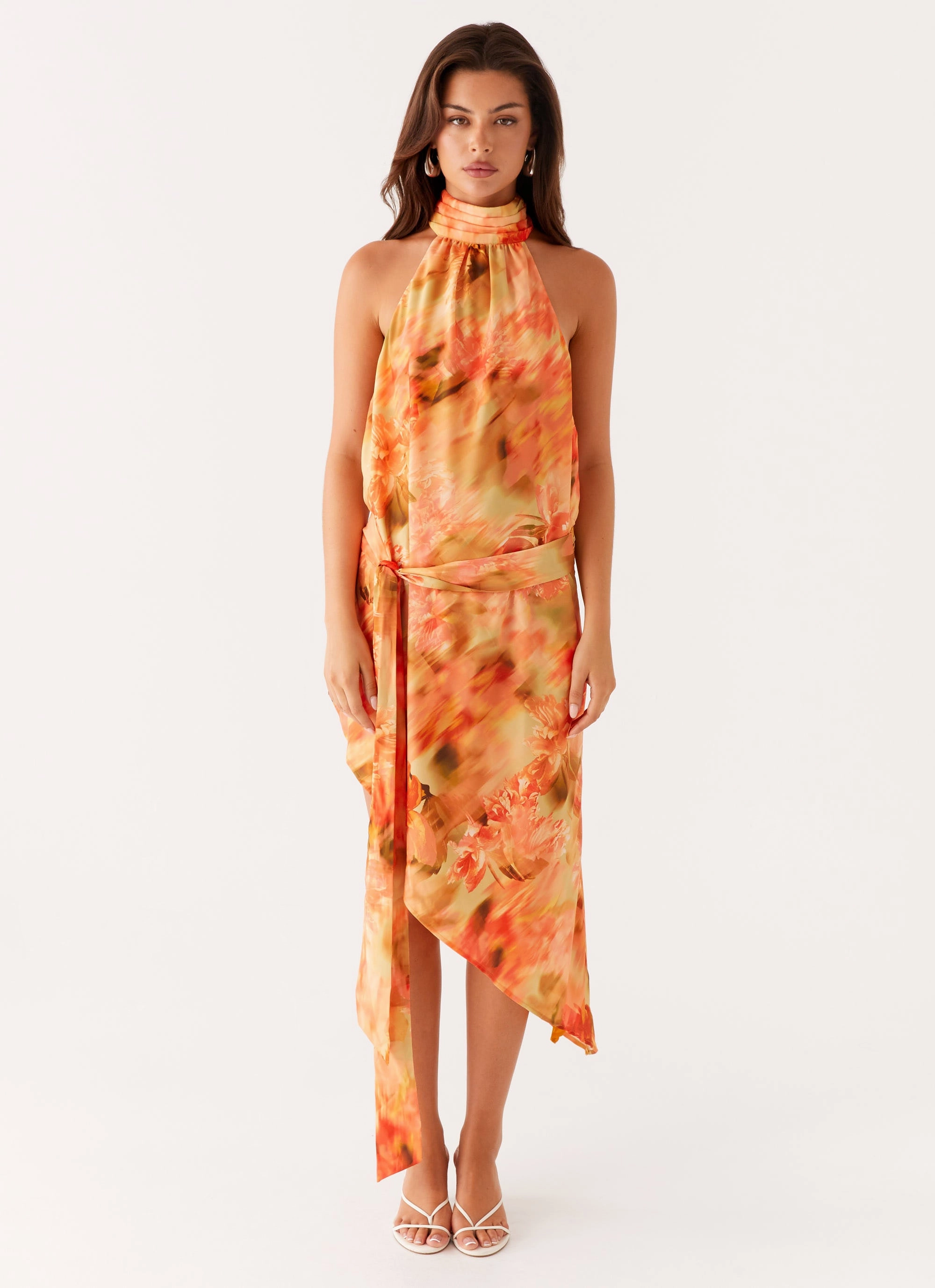 LowProfileZipper Neutral Form Lou Midi Dress - Sunset Floral