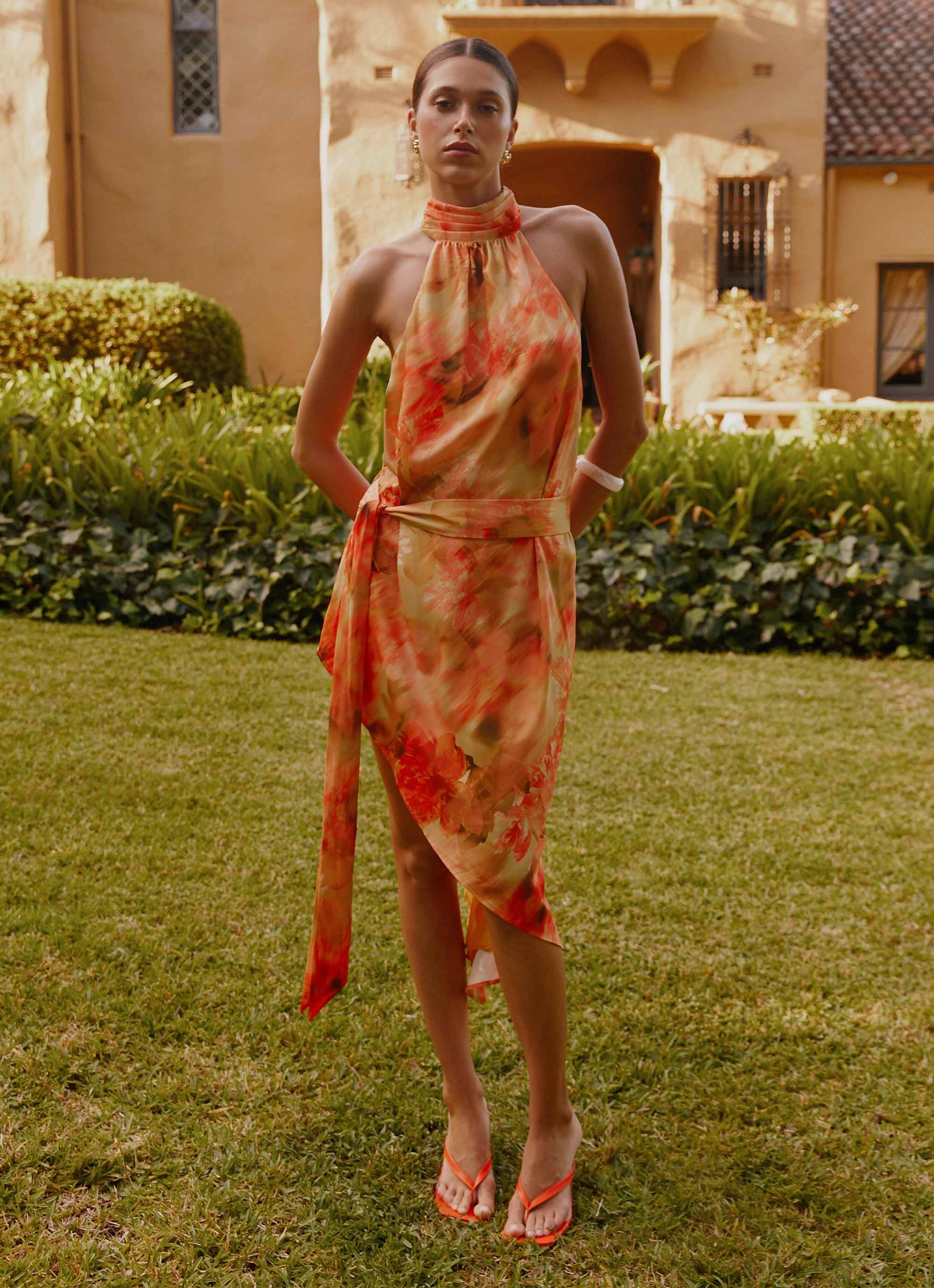 Minimal Detail Dreamy Layers Lou Midi Dress - Sunset Floral