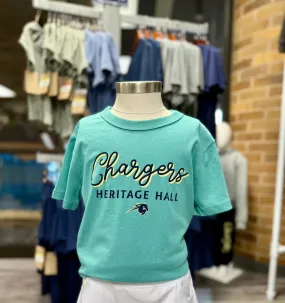 Youth Chargers Script T-Shirt, jade Geometric Print Stylish Everyday Wear