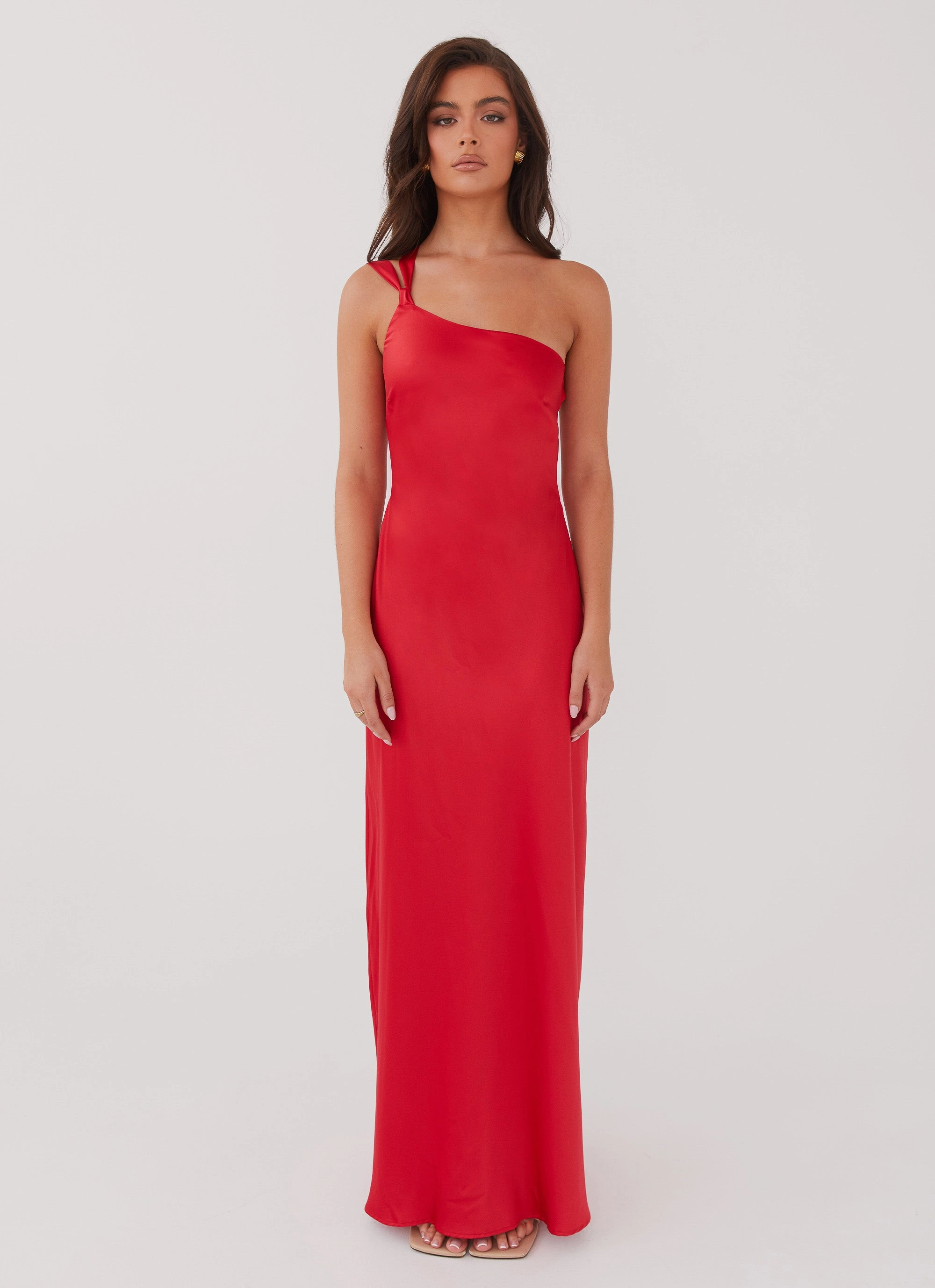 Delancy One Shoulder Maxi Dress - Rouge Red Year Round