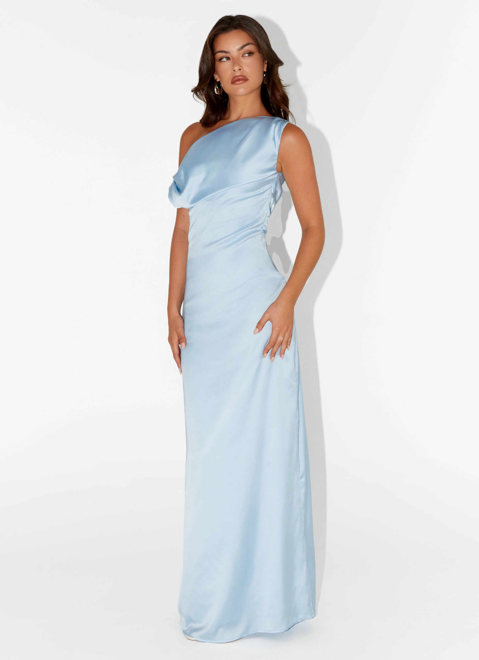 Heart Of Glass Satin Maxi Dress - Blue spring fresh
