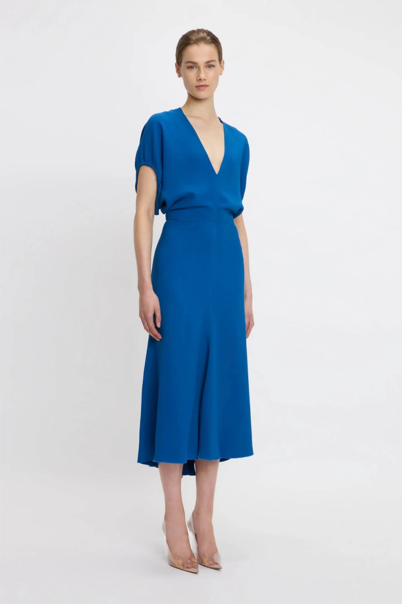 Blouson Detail Midi Dress Event Safe