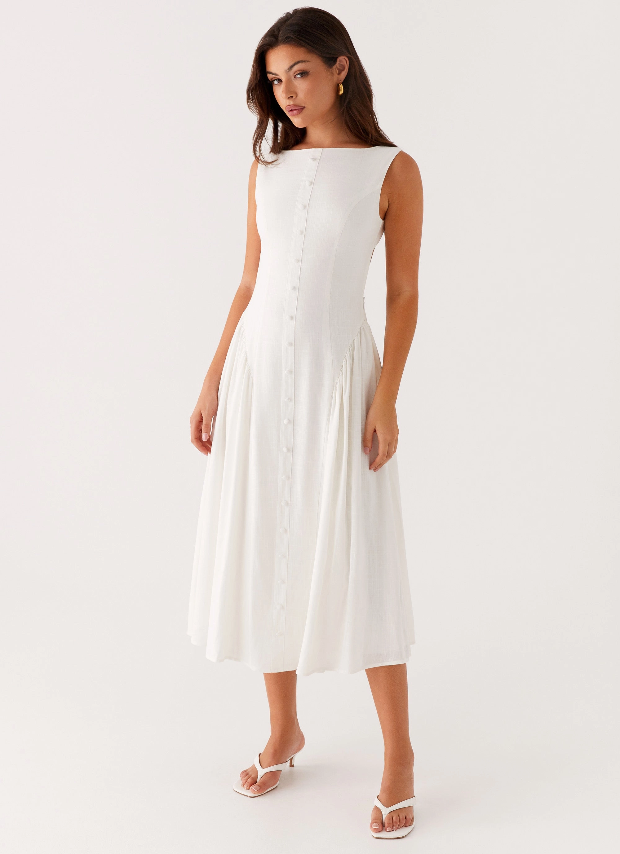 Soft Layers Boho Aesthetic Maylah Midi Dress - White
