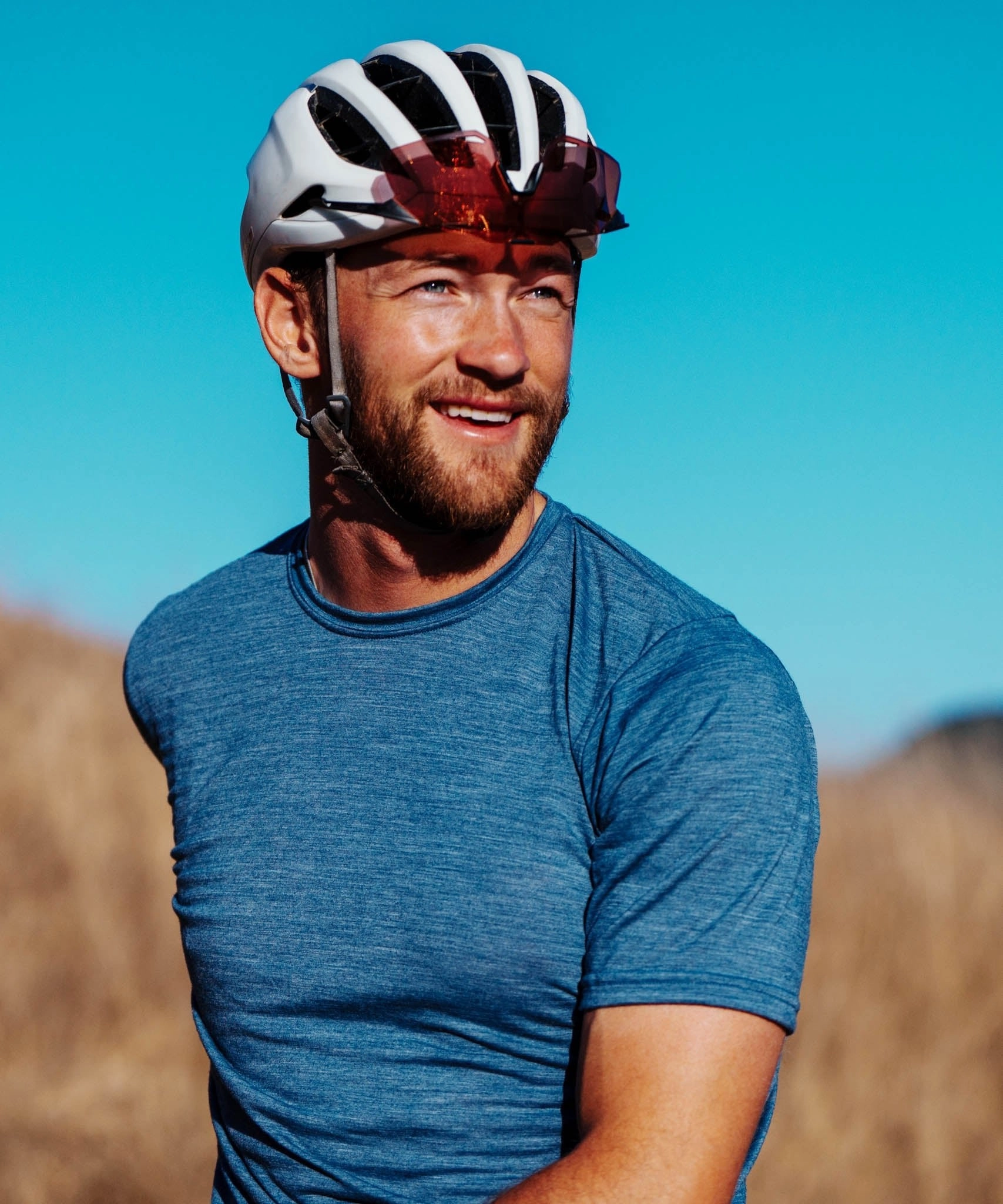 Anti Static Treatment M. LIGHTWEIGHT MERINO TEE - SLATE HEATHER