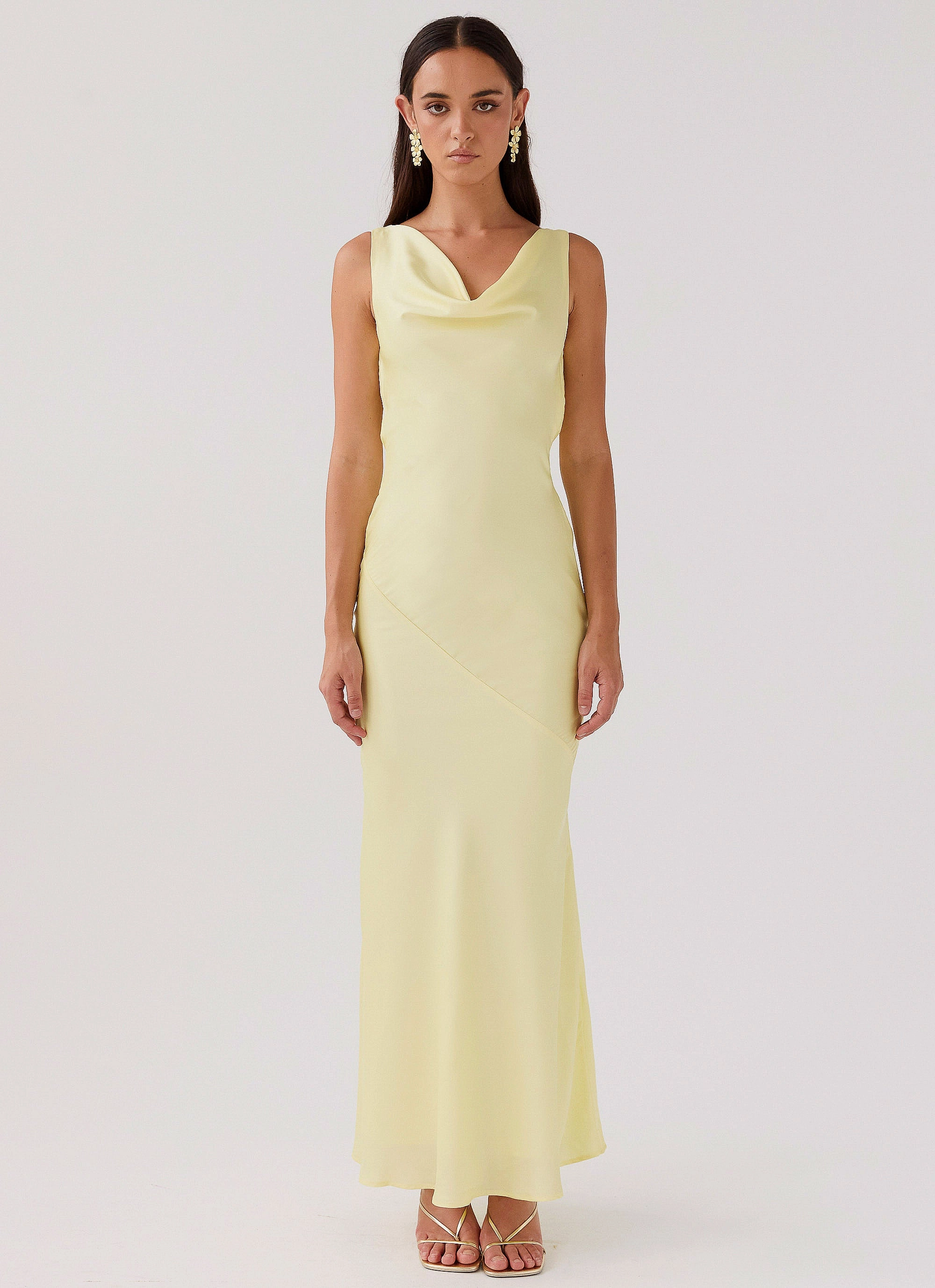 Fall Outfit Smooth Design Be Mine Satin Maxi Dress - Canary