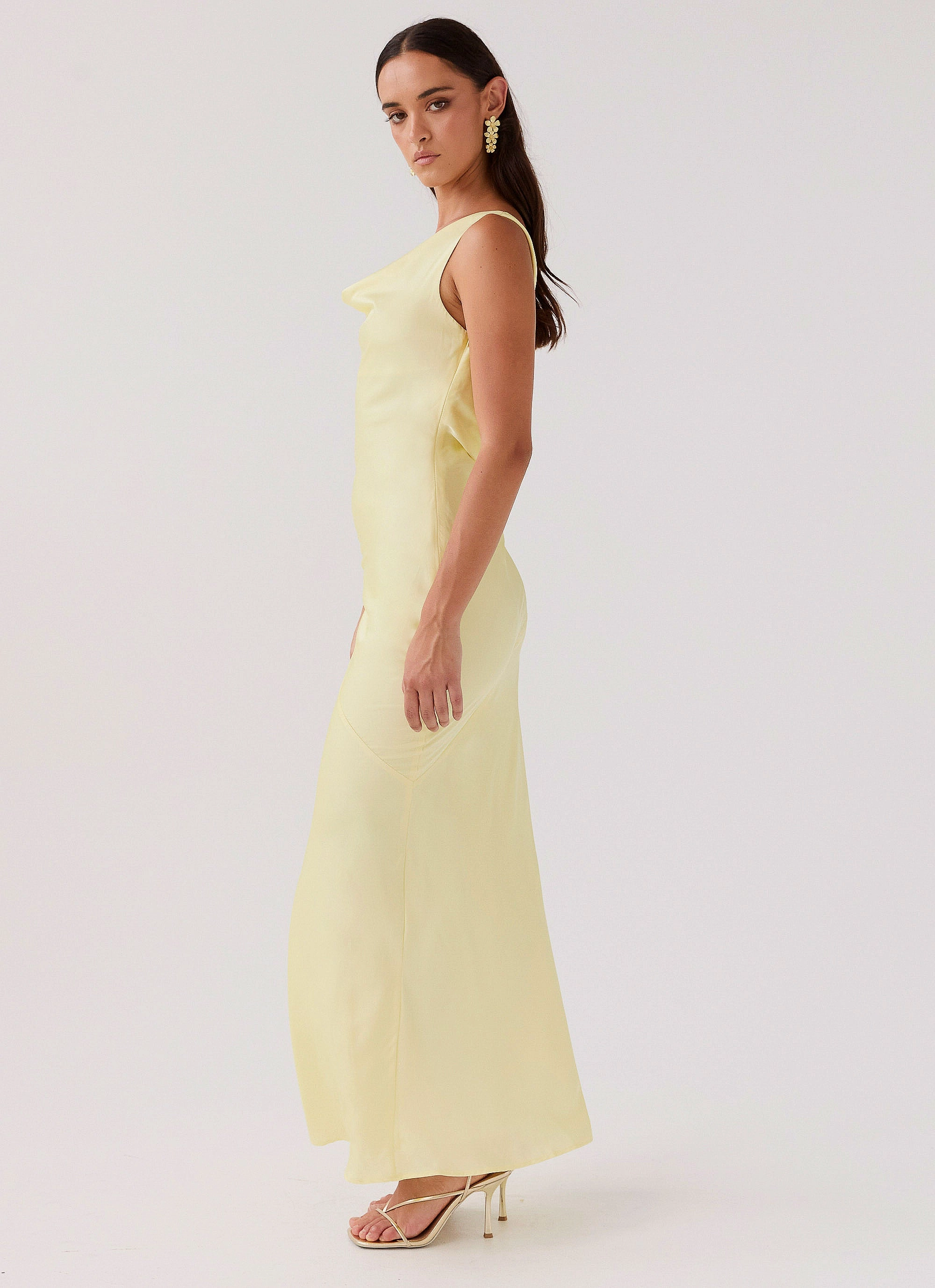 Daily Movement Modern Layering Be Mine Satin Maxi Dress - Canary