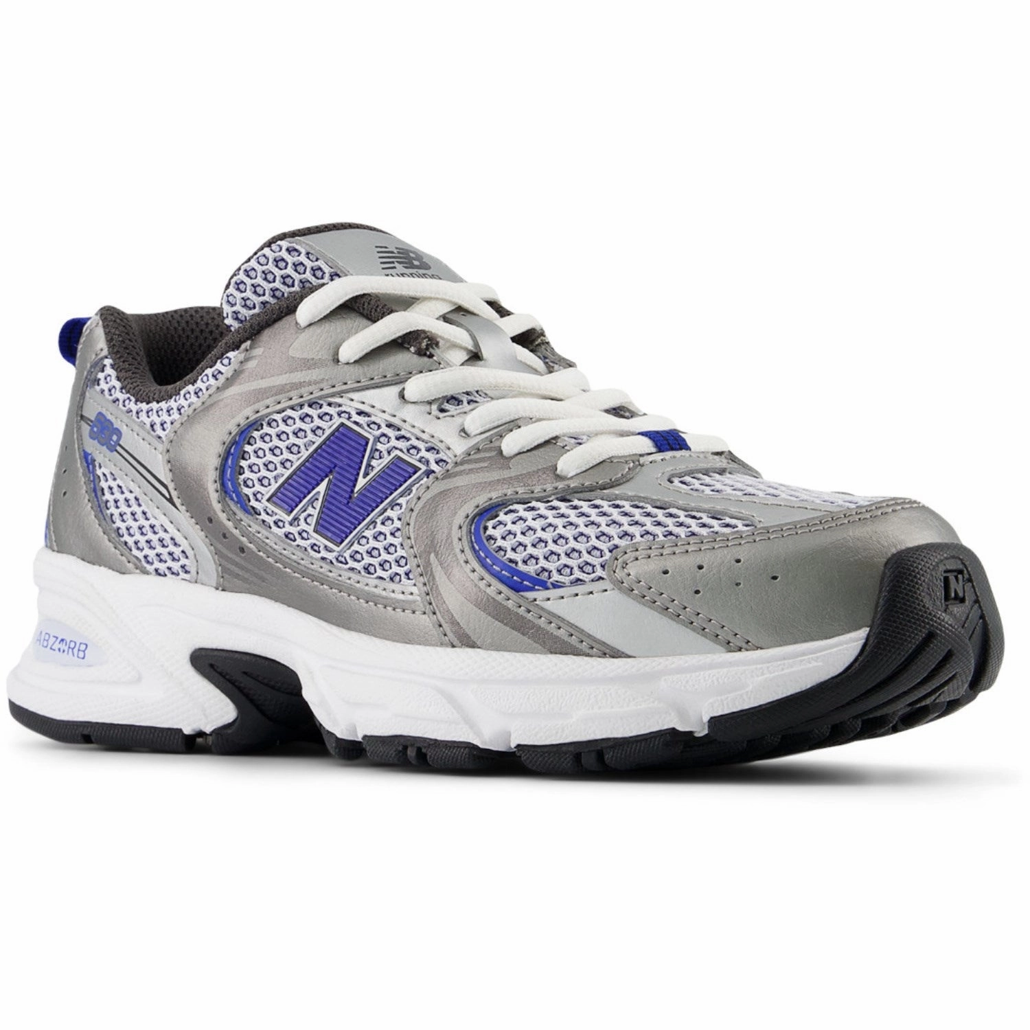 New Balance Dark Silver Metallic New Balance 530 Kids Lace Knit Weave Texture