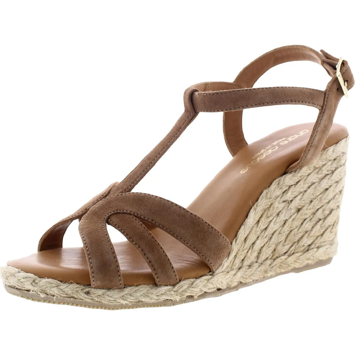 Madina Womens Padded Insole T-Strap Wedge Sandals Resilient Outsole