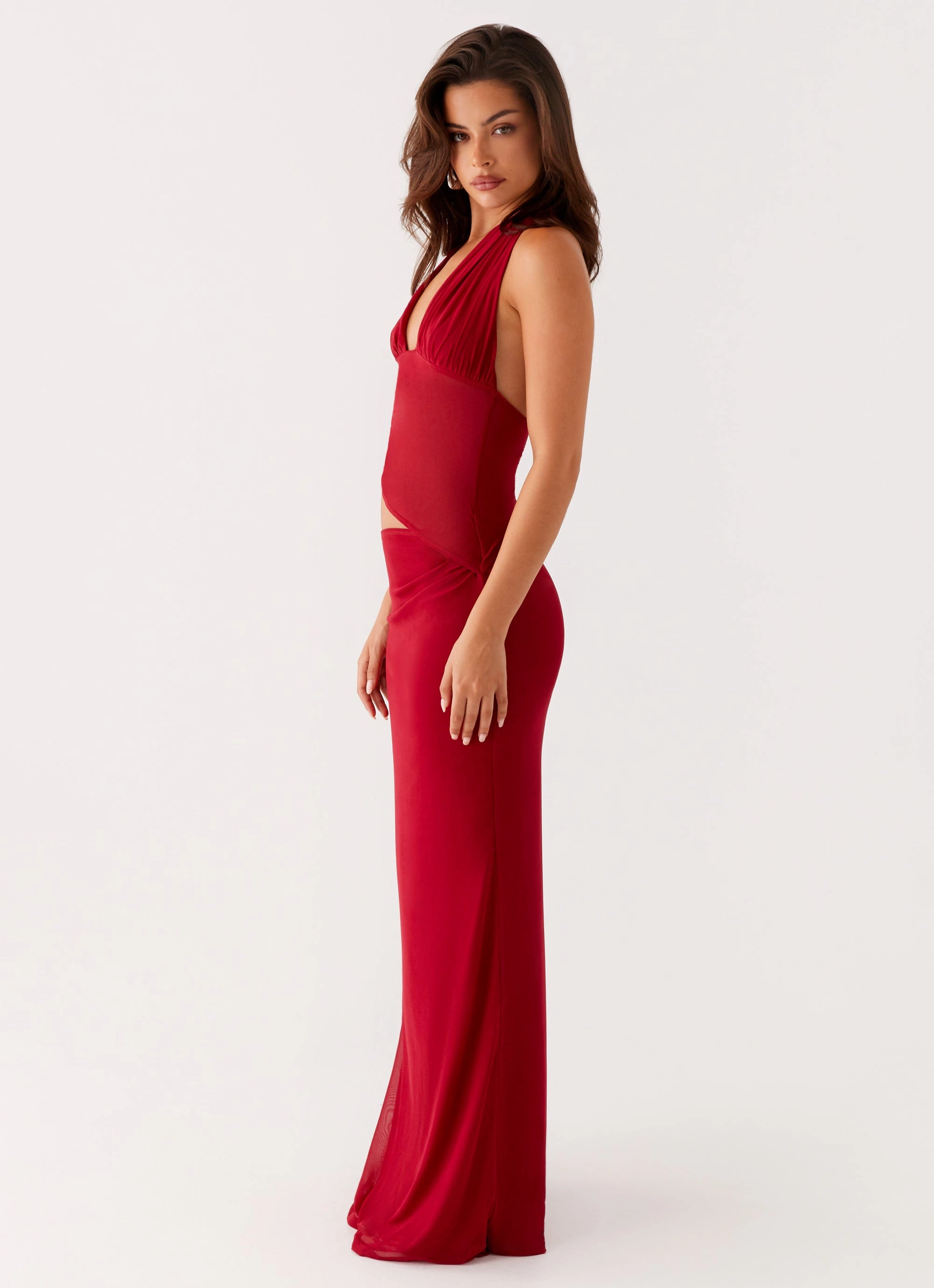 Urban Feel Main Act Halter Maxi Dress - Raspberry