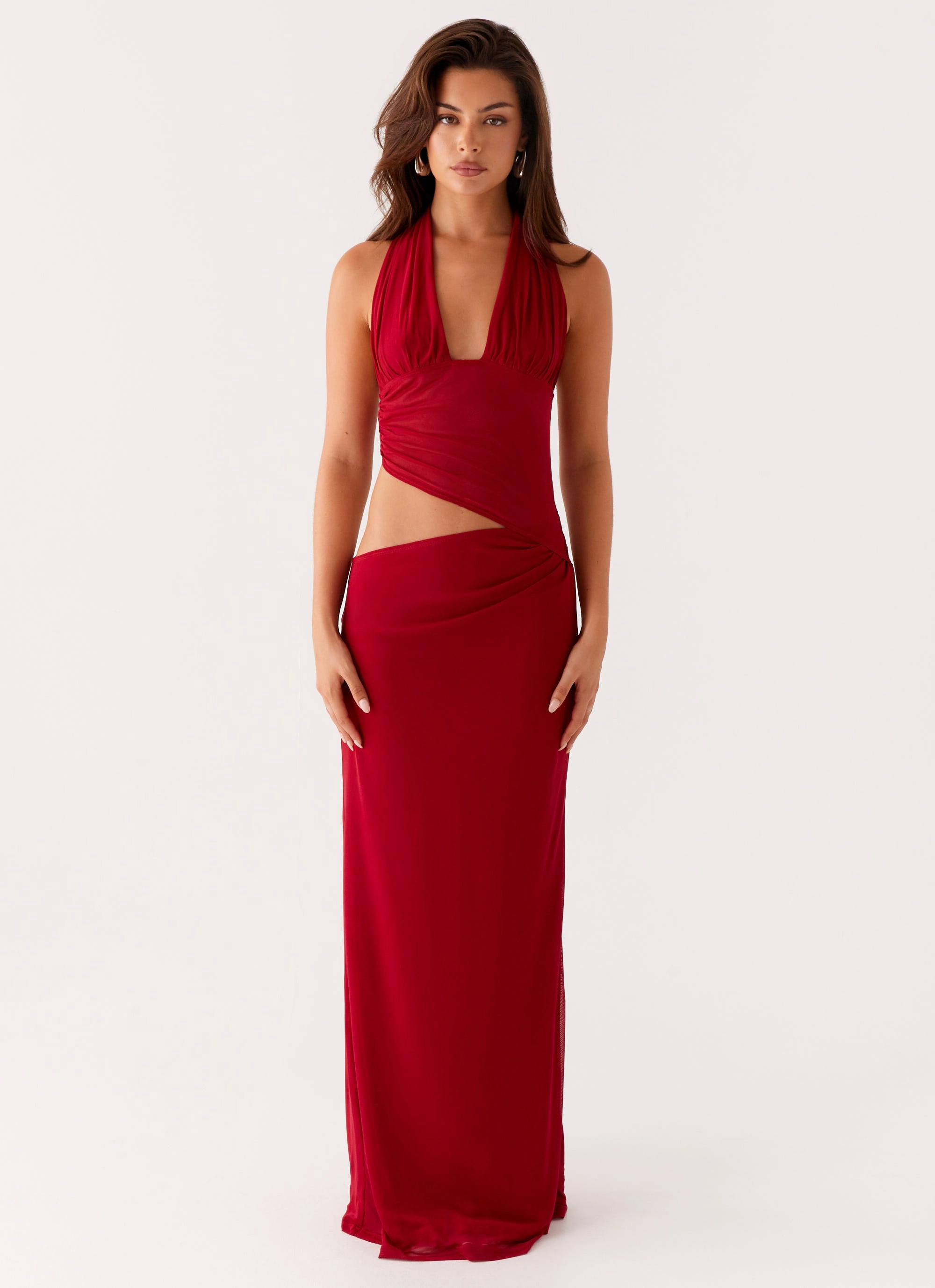 Main Act Halter Maxi Dress - Raspberry Sleek and Flattering
