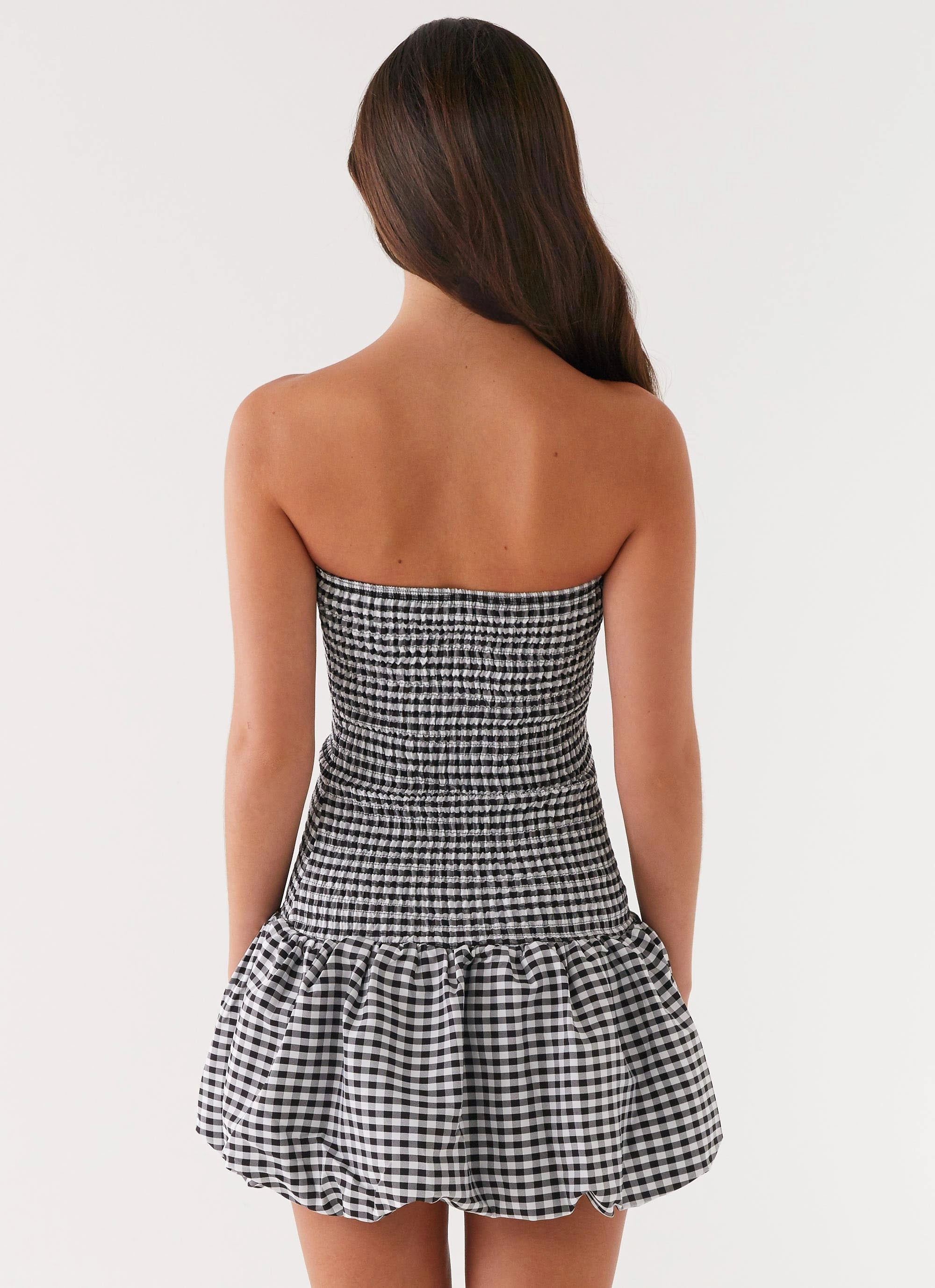 Elegant Simplicity Cocktail Ready Martell Mini Dress - Black Gingham