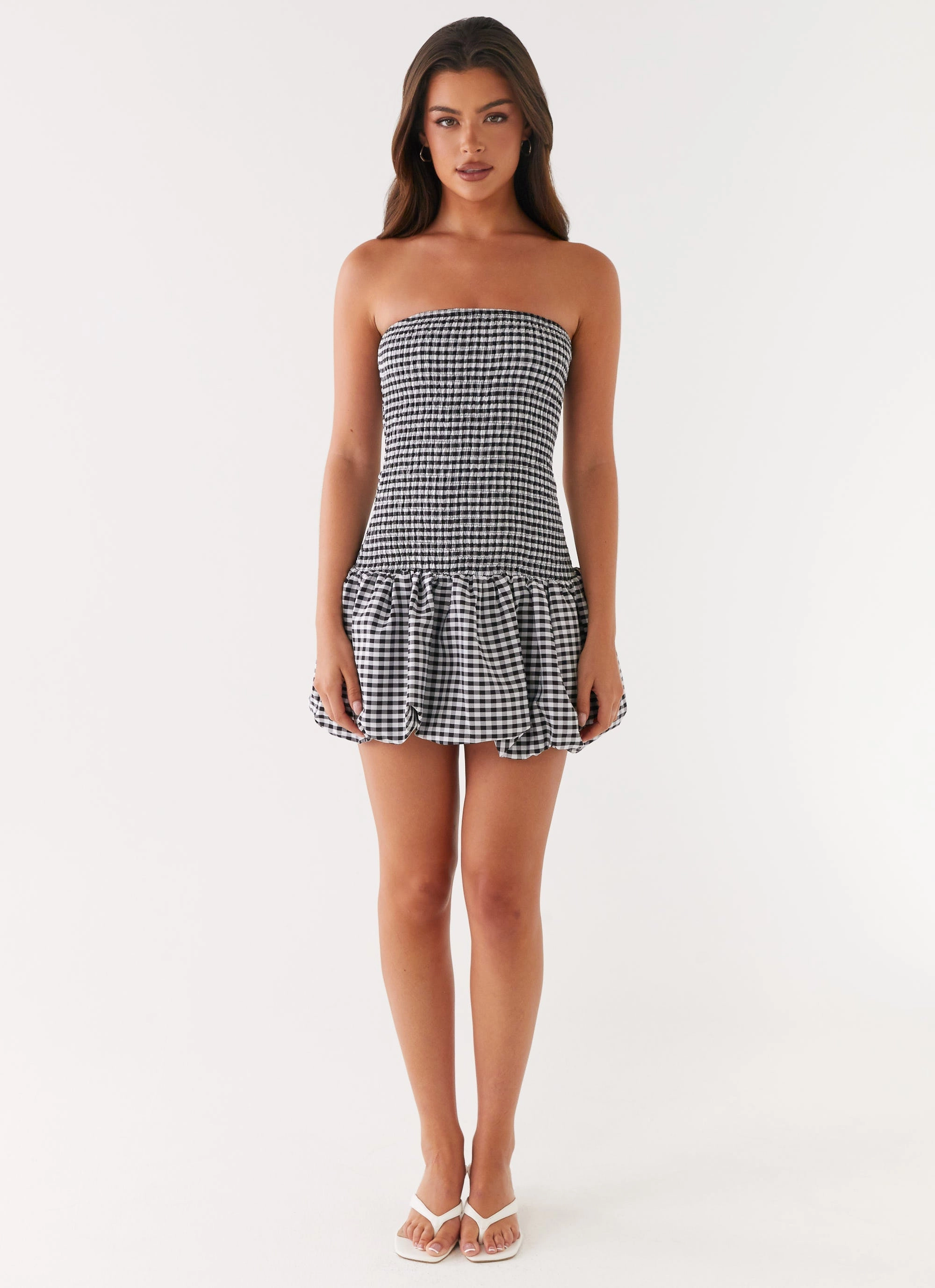 Martell Mini Dress - Black Gingham Chic Vibe
