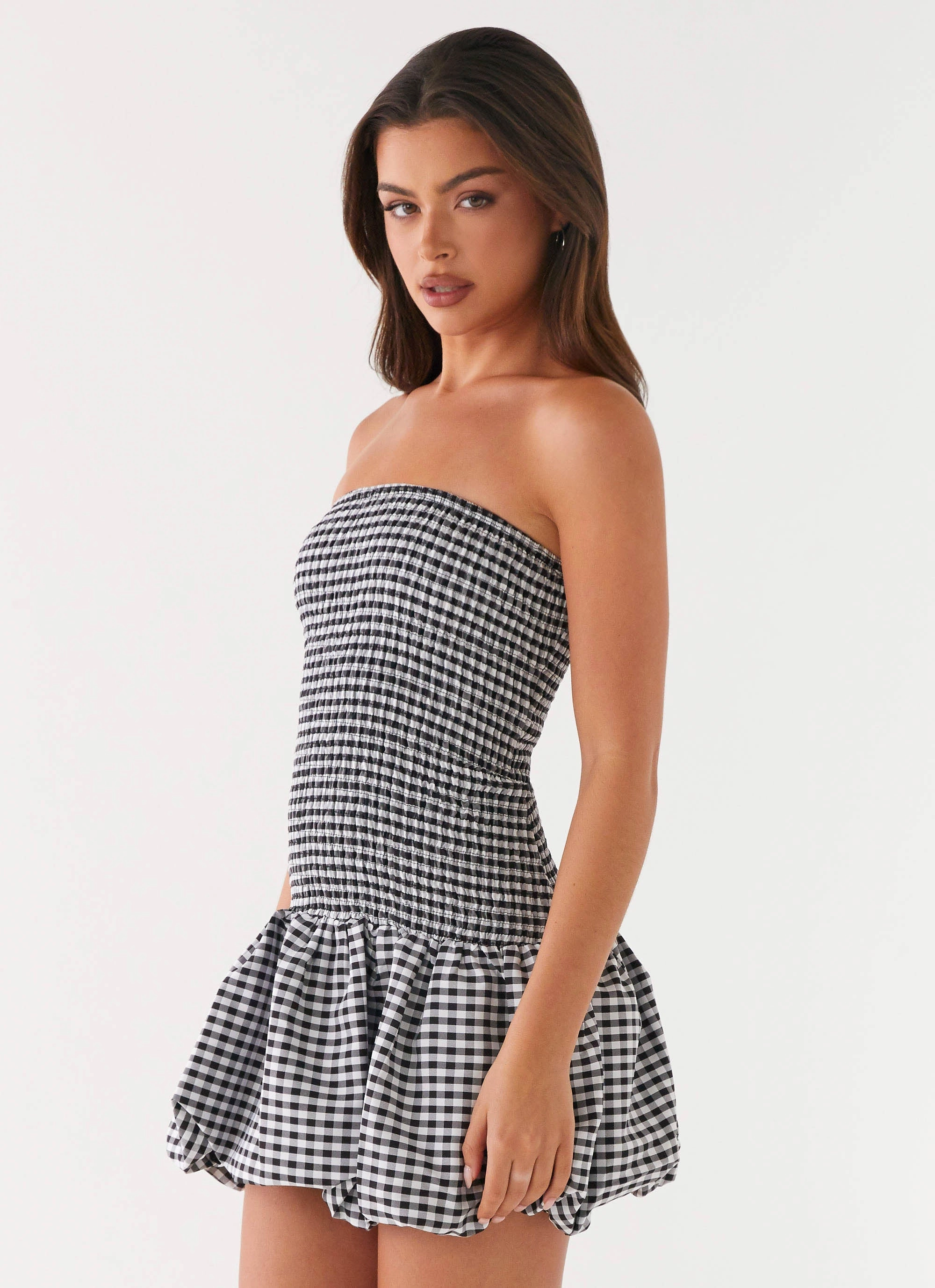 Feminine Vibe Urban Cool Martell Mini Dress - Black Gingham
