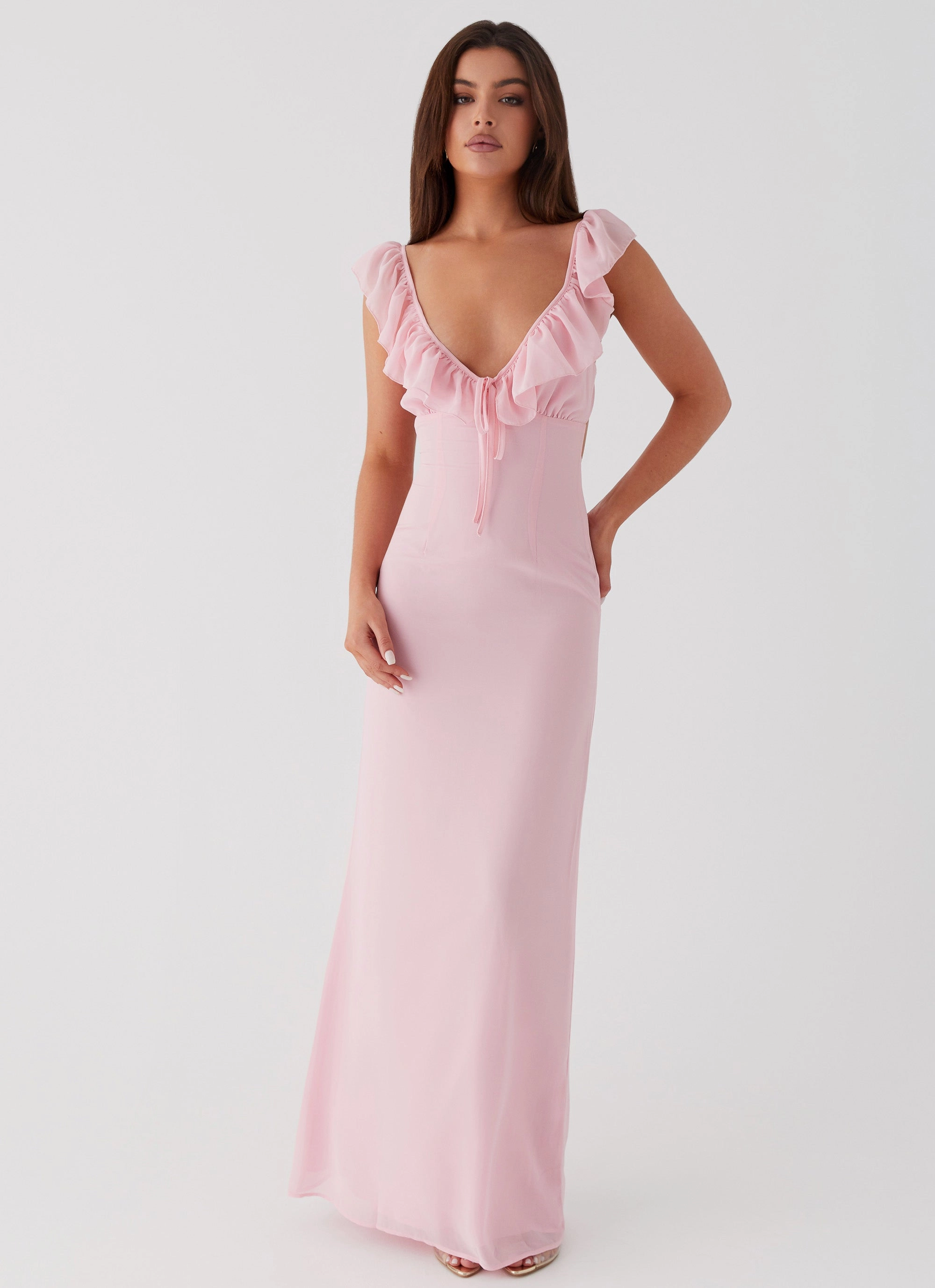 Satin Soft All Purpose Silvie Maxi Dress - Pink