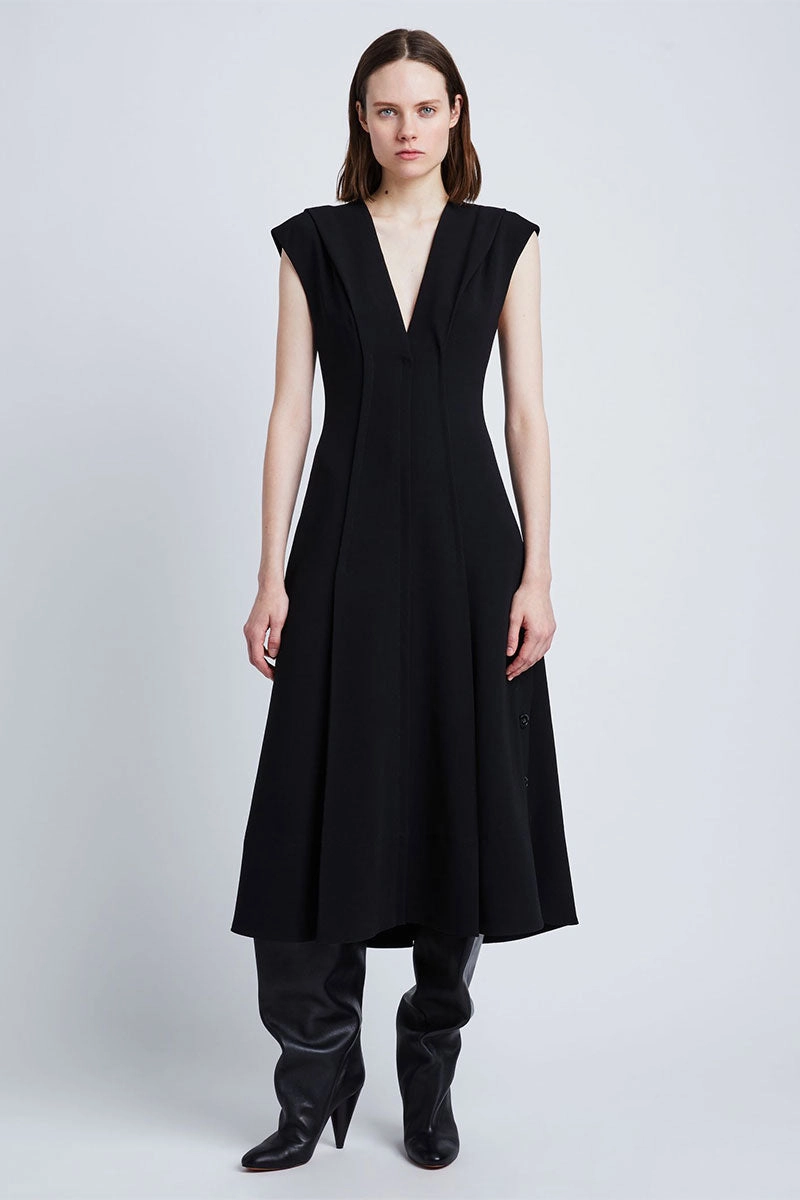 High low hem Quick Layer Matte Viscose Crepe Dress