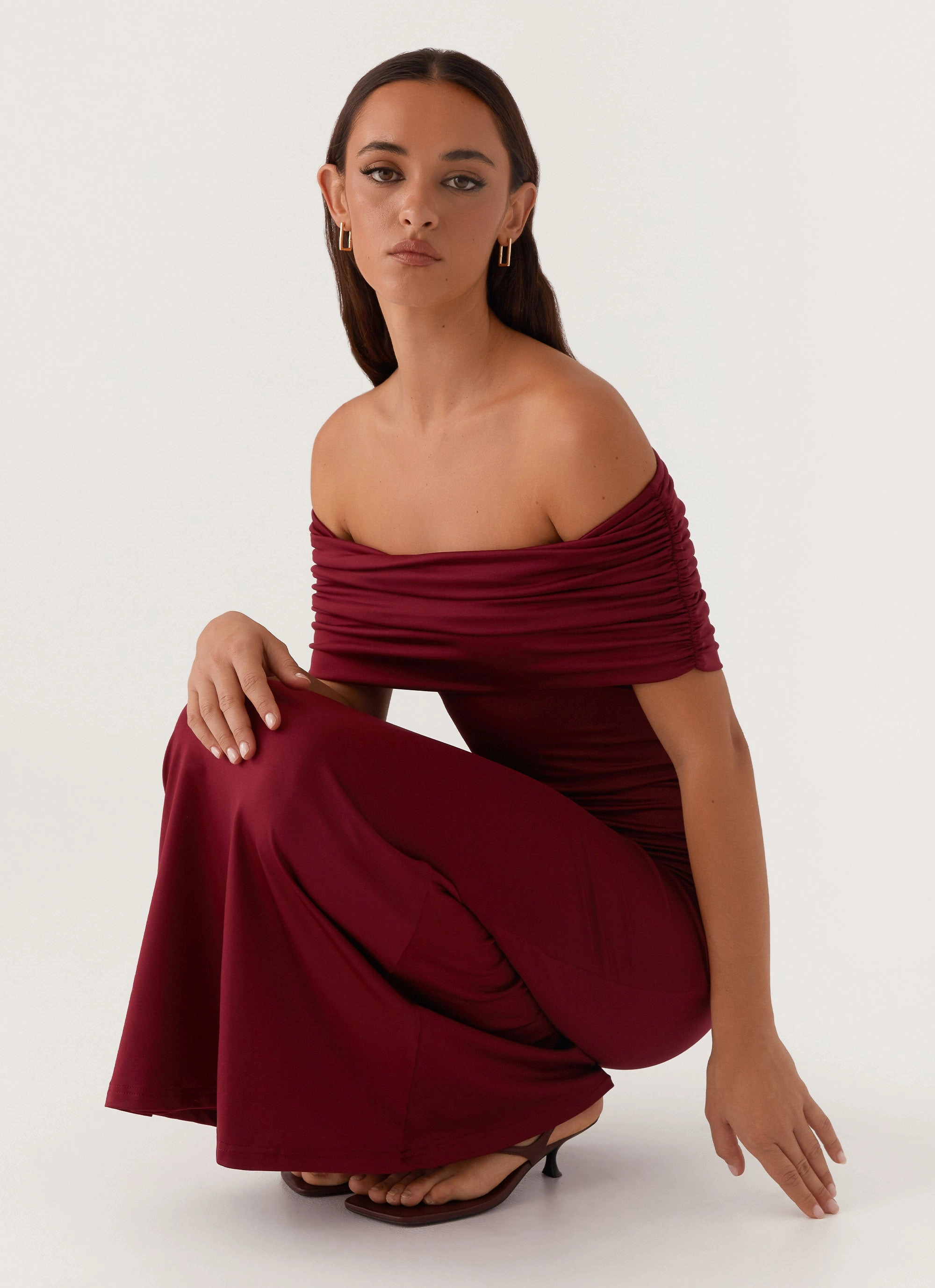 Edgy Layers Delicate Touch Maude Maxi Dress - Maroon