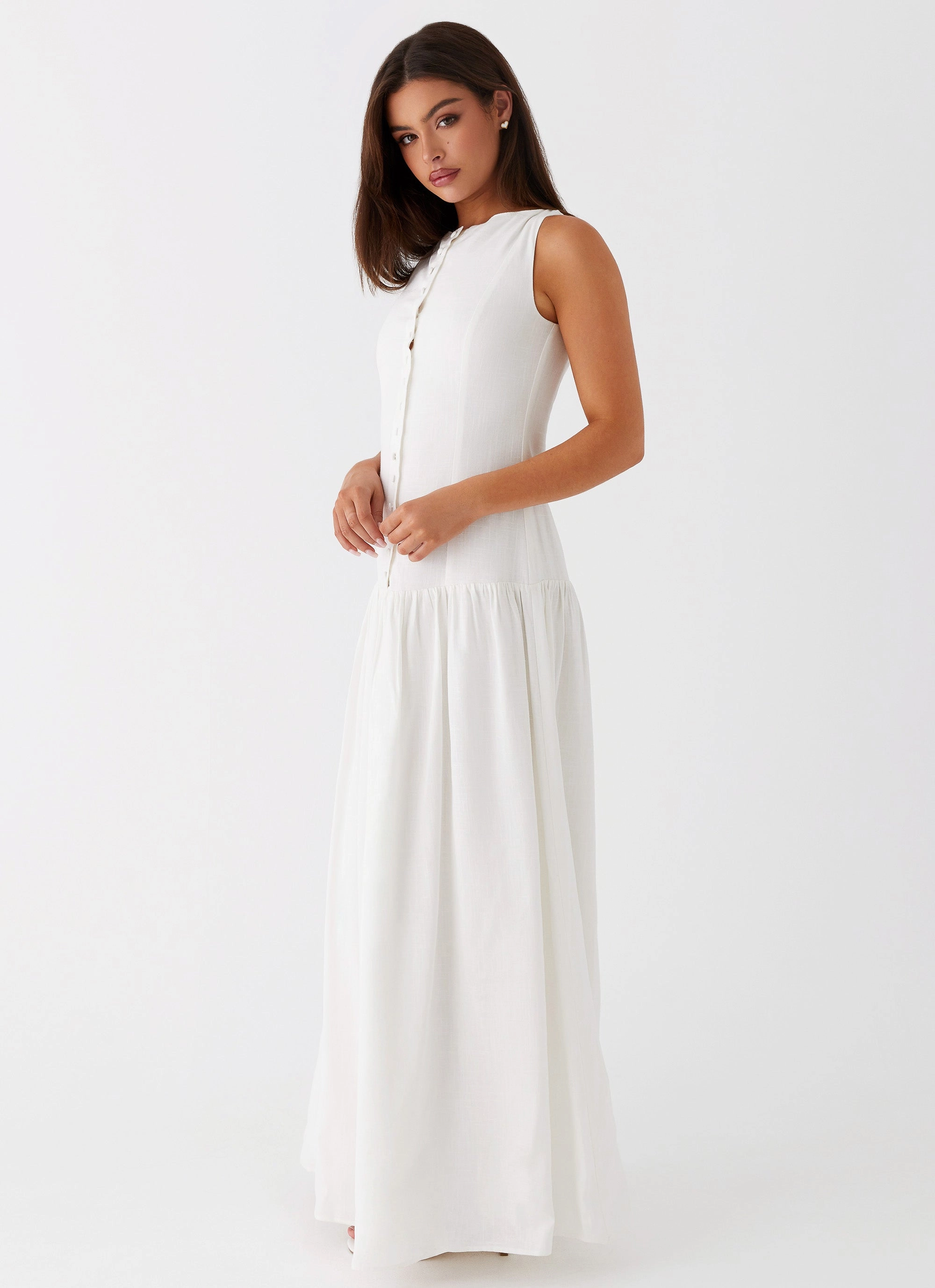 Polished Design Meggie Linen Maxi Dress - White
