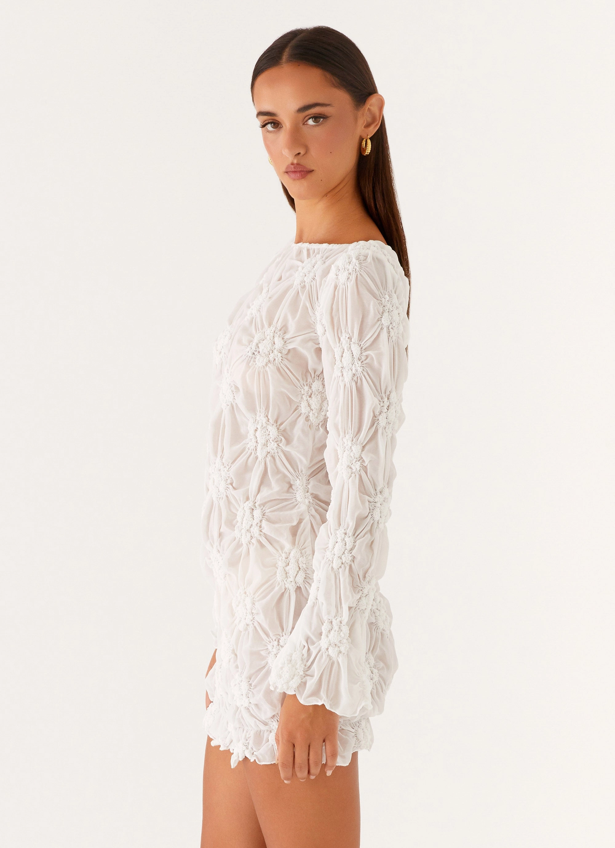 Modern Waistband Mia Long Sleeve Dress - Ivory