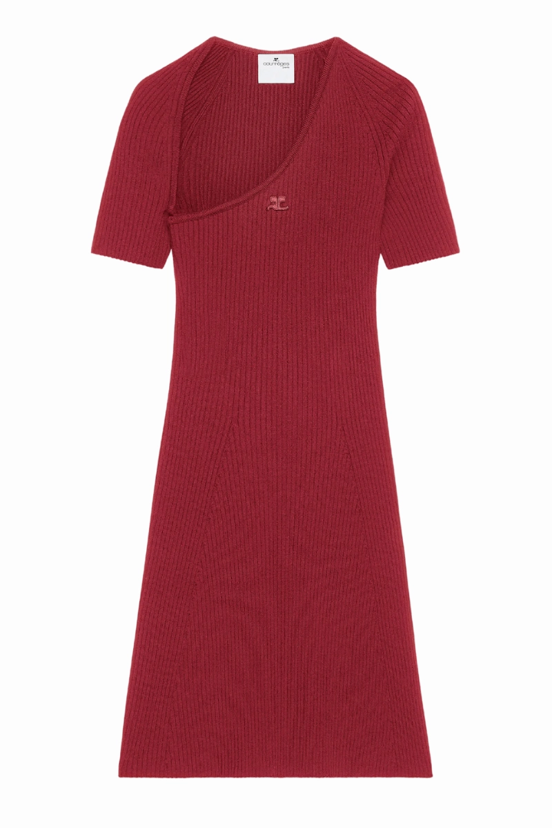 Feminine Vibe Mini Slash Rib Knit Dress