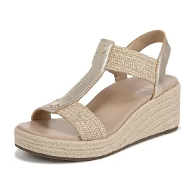 Compression Molded Vionic Womens Calera Wedge Sandal - Gold Metallic Leather