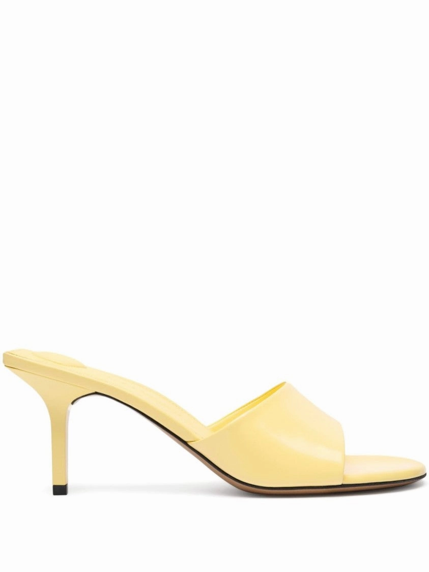 Les Cubisto Yellow Leather Mules Beach Slip