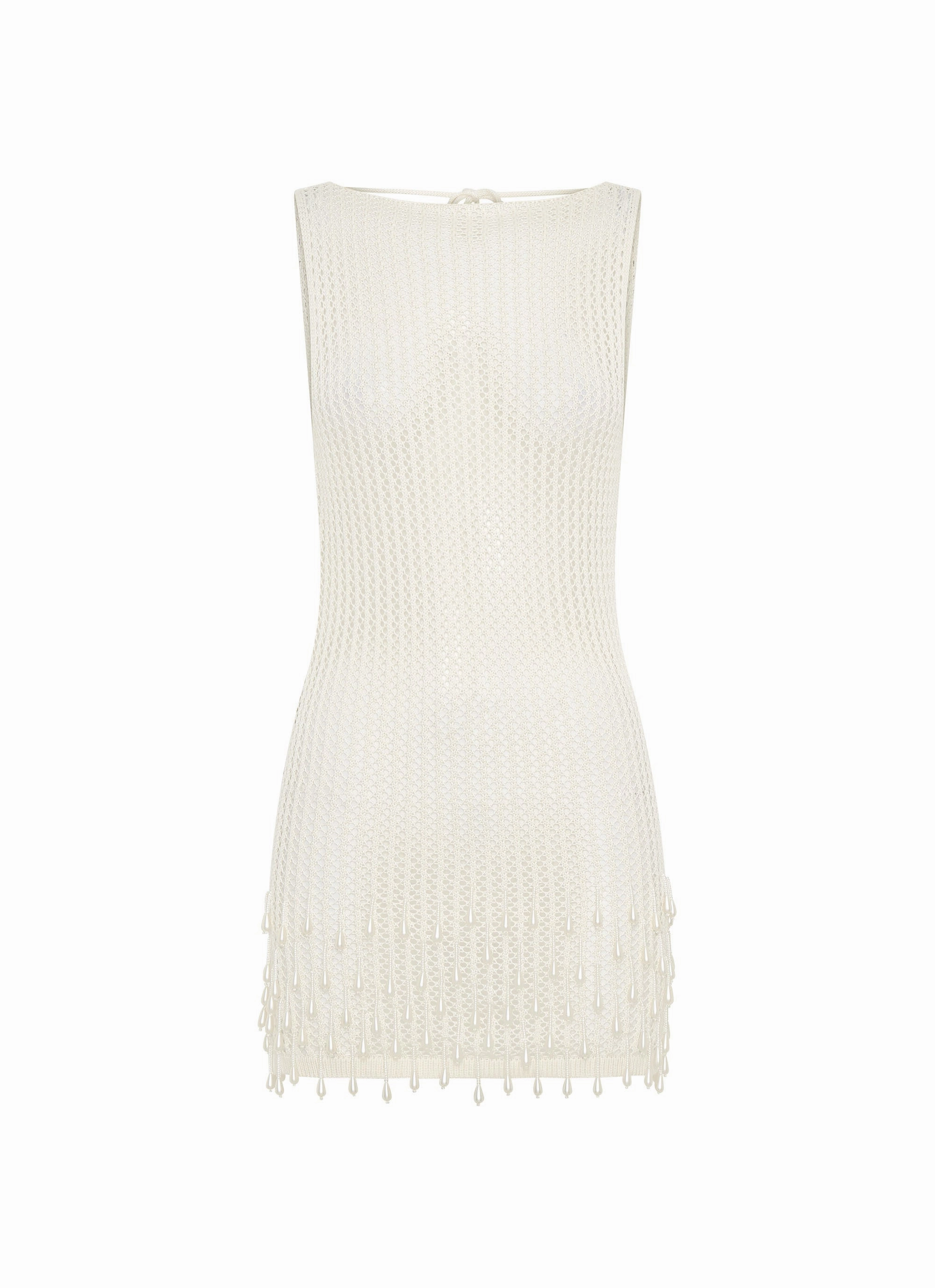 Clean Touch Miracle Beaded Crochet Mini Dress - Ivory
