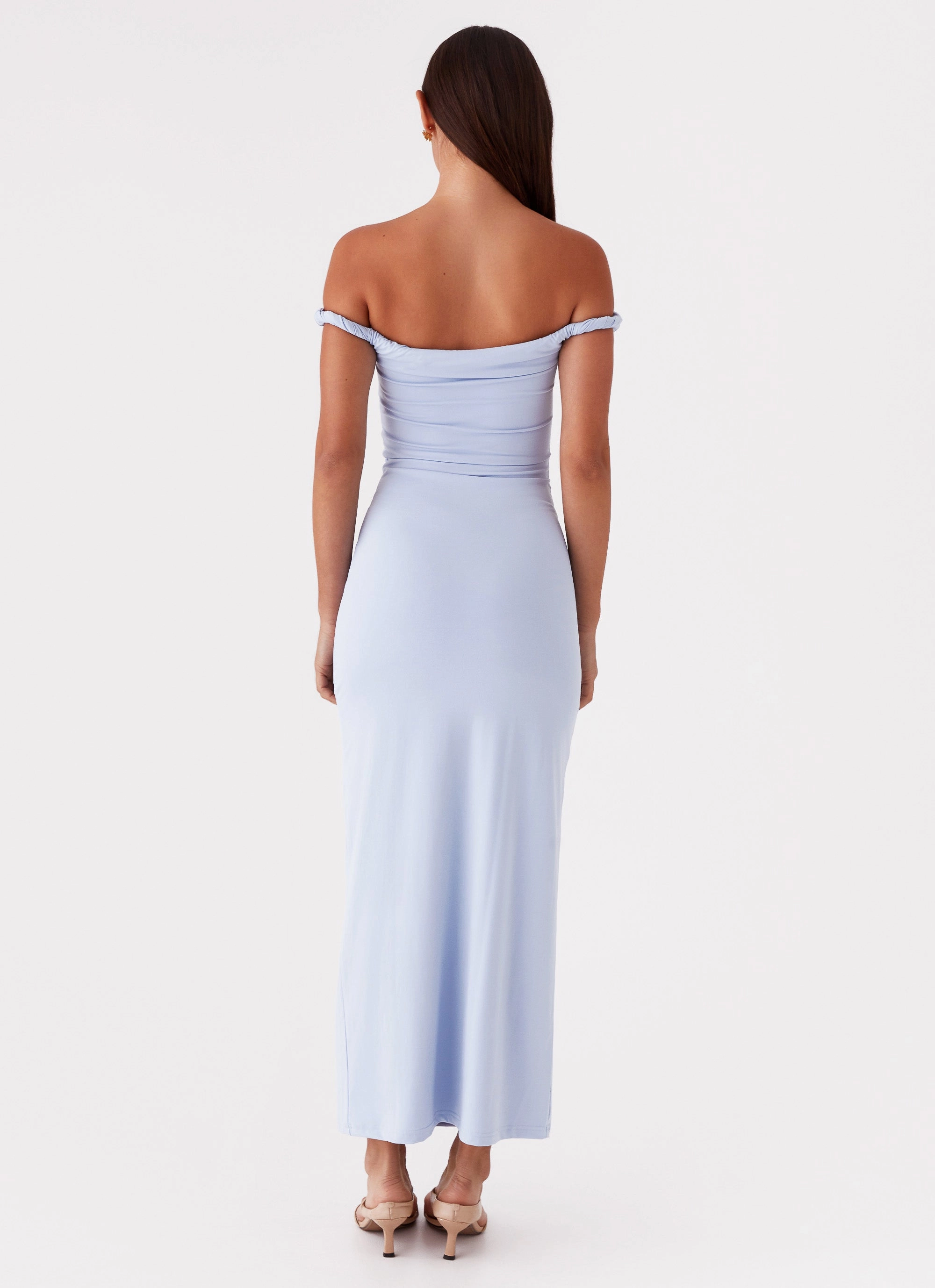 Arabella Twist Shoulder Maxi Dress - Blue Comfy and Elegant