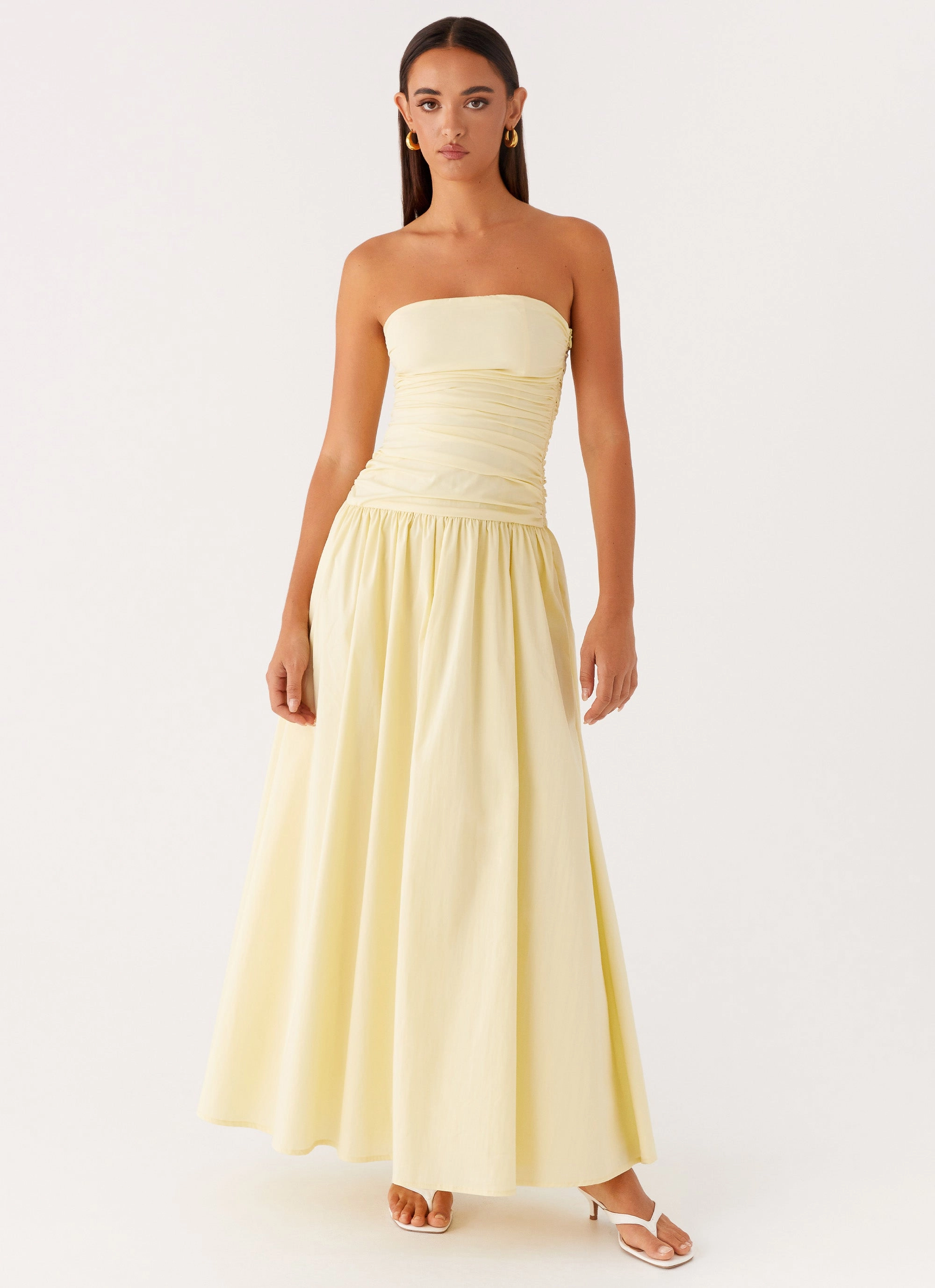 Carmel Maxi Dress - Yellow High-Low-Hem