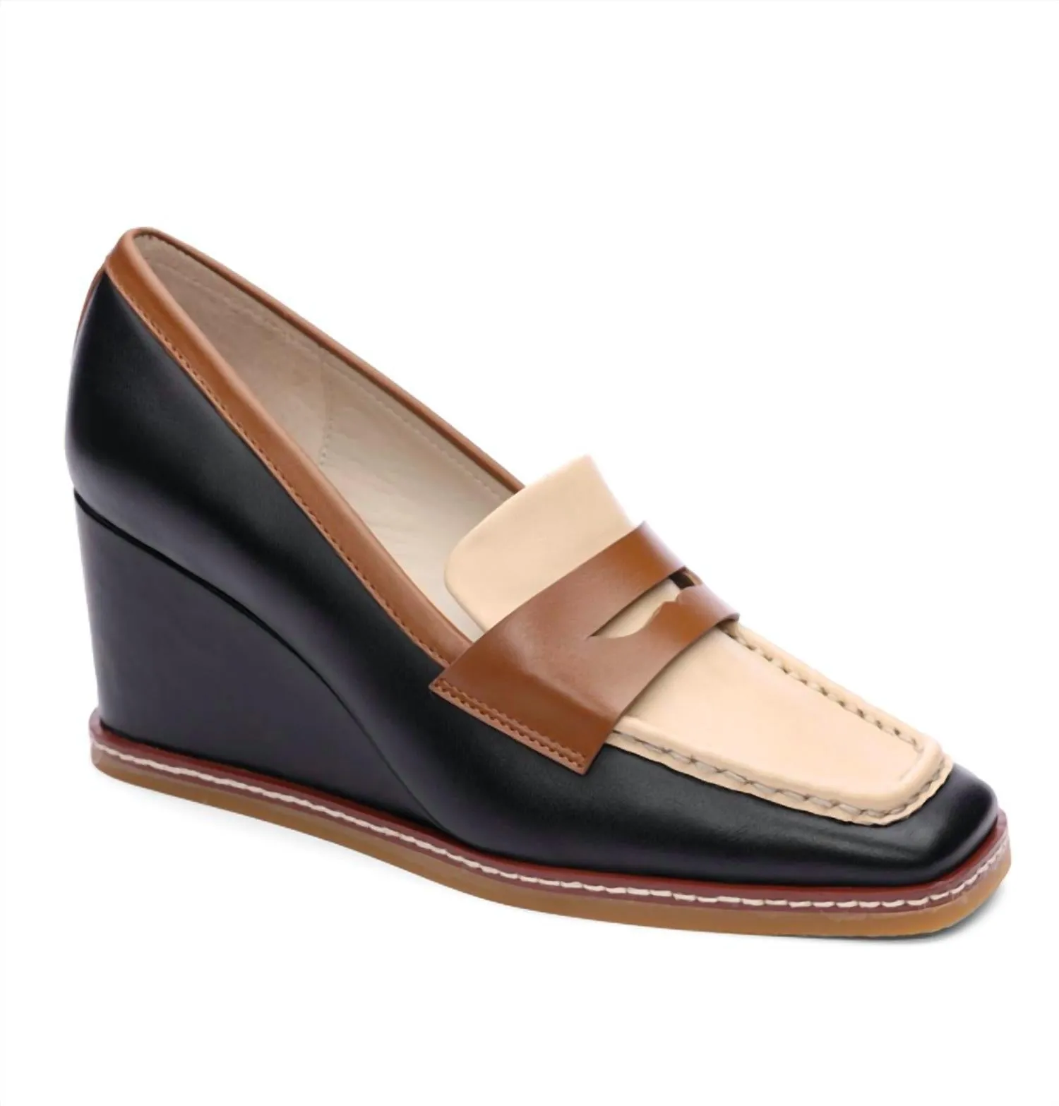 Cadence Wedge Loafer In Blk/otmlk/spice Footwear for Summer Anti Friction Lining