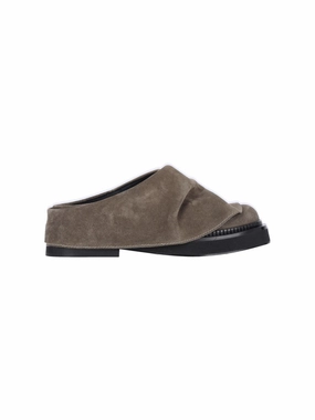 Stretchable Mini Robin" Mules ?C Taupe Suede