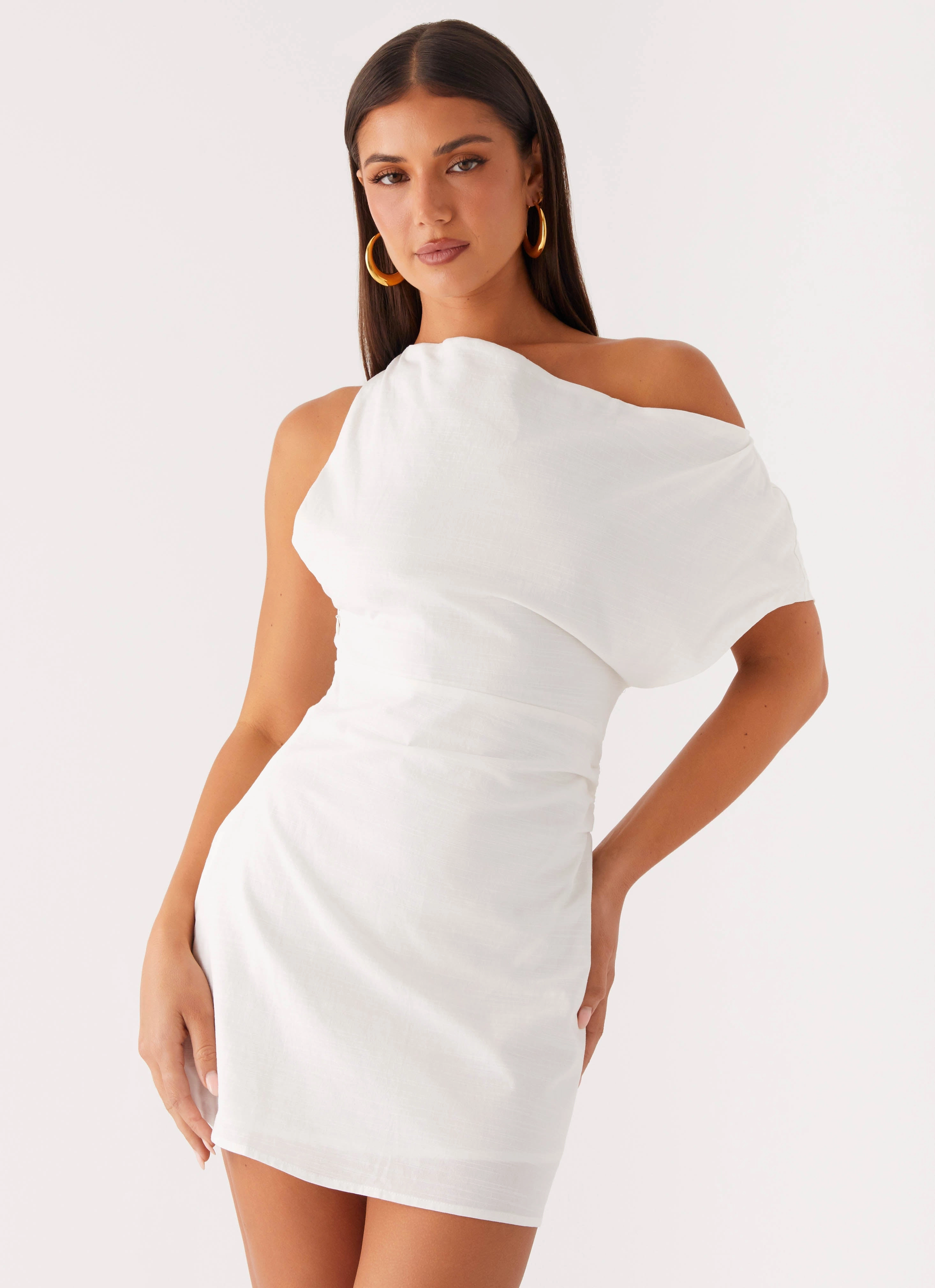 Morning Glow Moonlight Oasis Asymmetrical Mini Dress - Off White