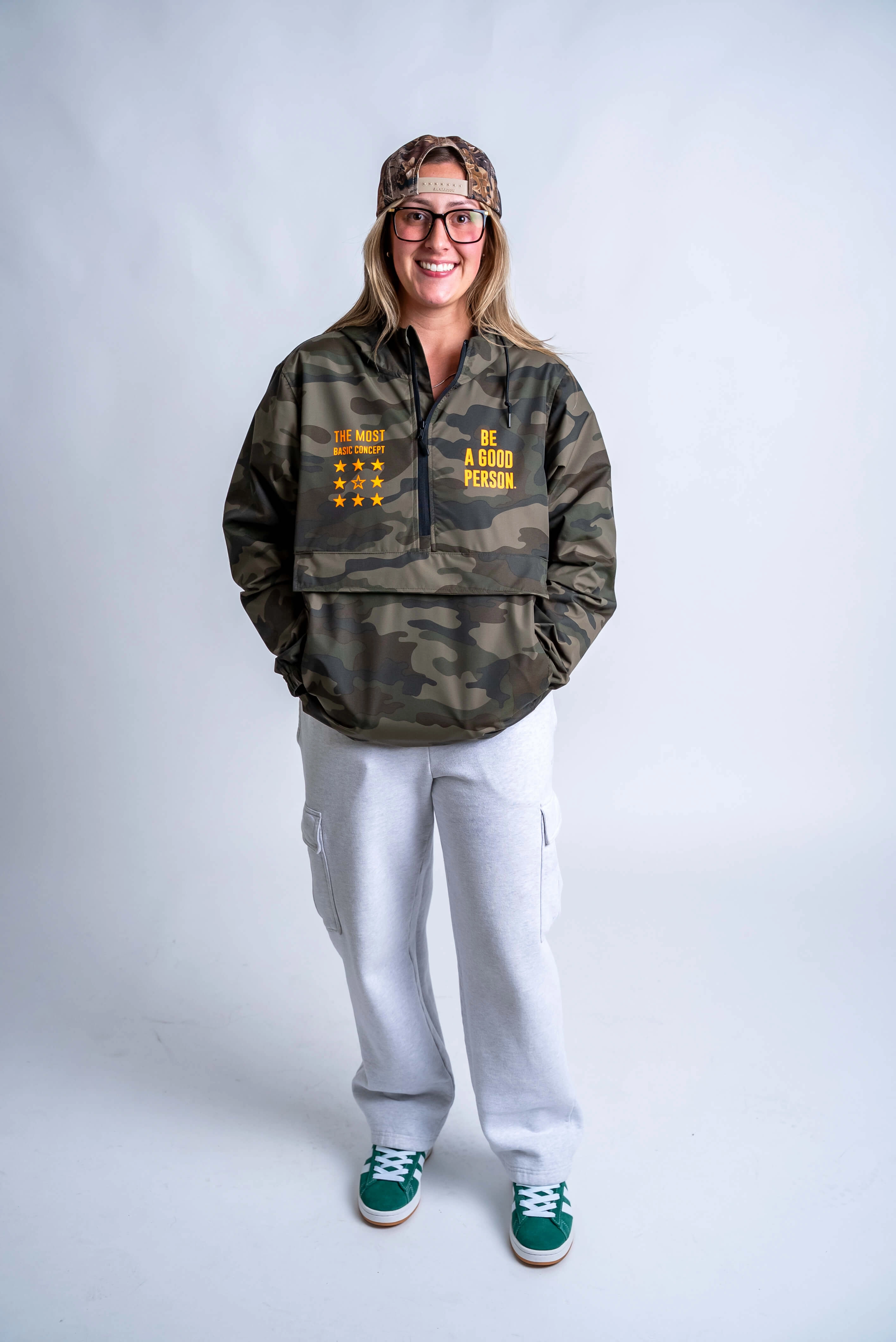 AdjustableHem Signature Anorak - Camo/Hunter Orange