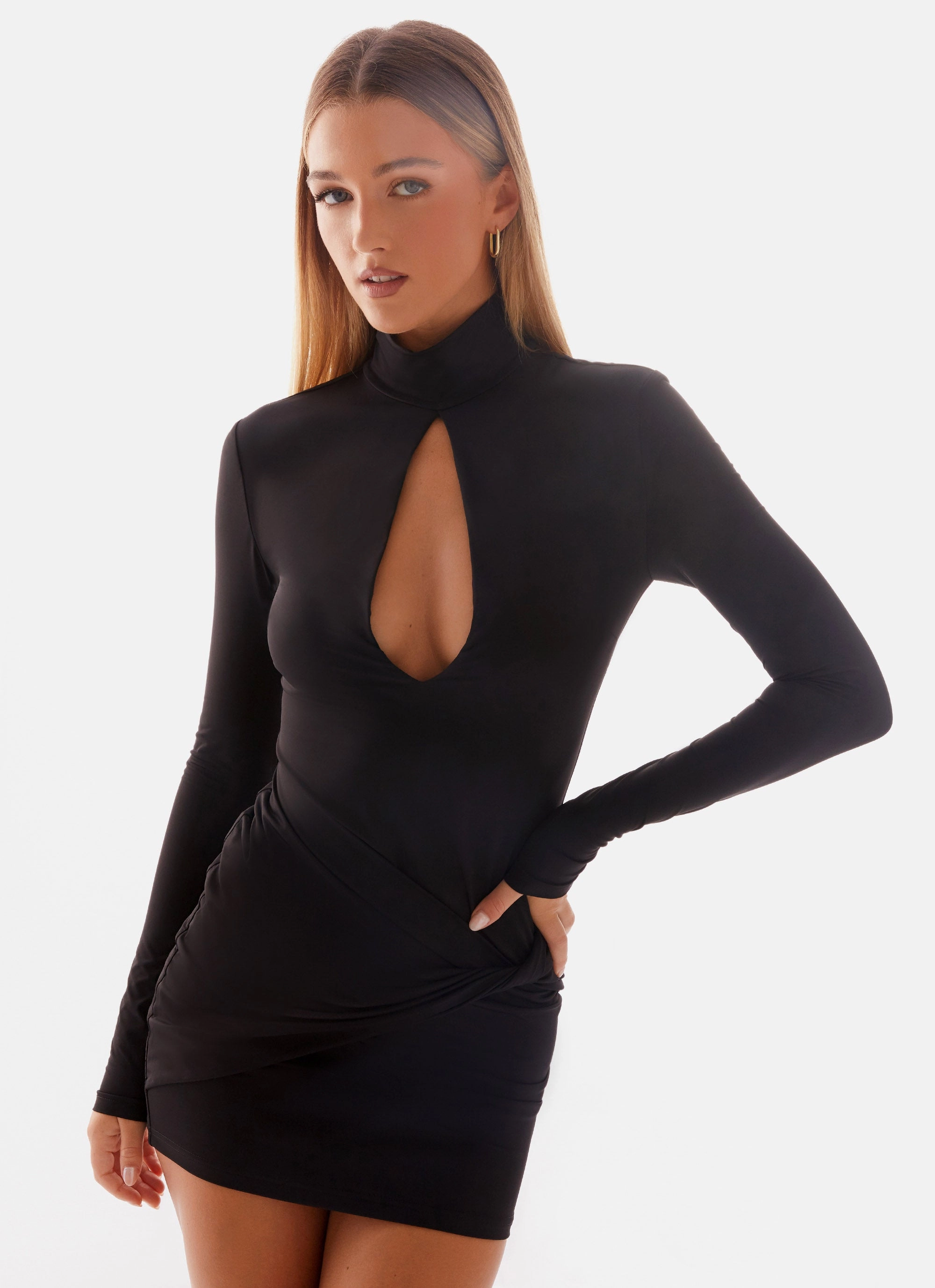 Airlea Long Sleeve Mini Dress - Black Gender Free Relaxed Layers
