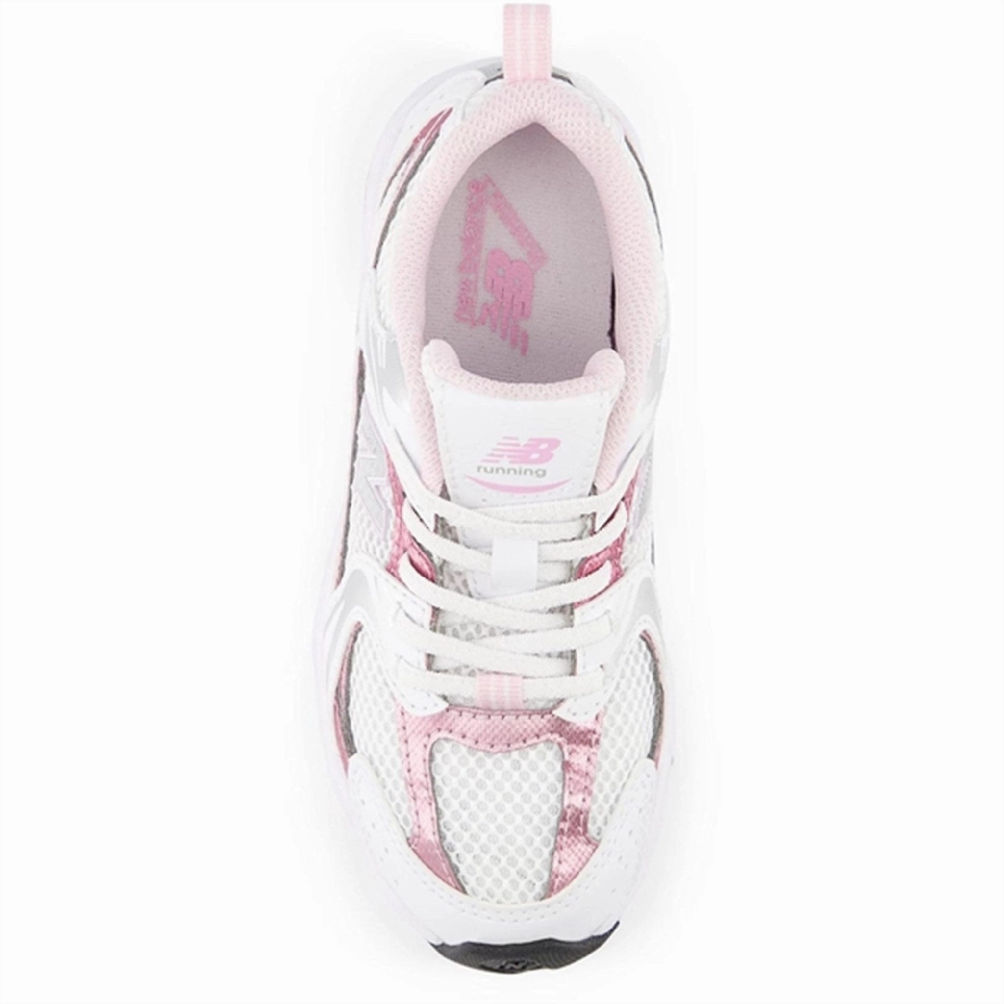 New Balance 530 Kids Bungee Lace Sneakers White Stabilizing Heel Clip