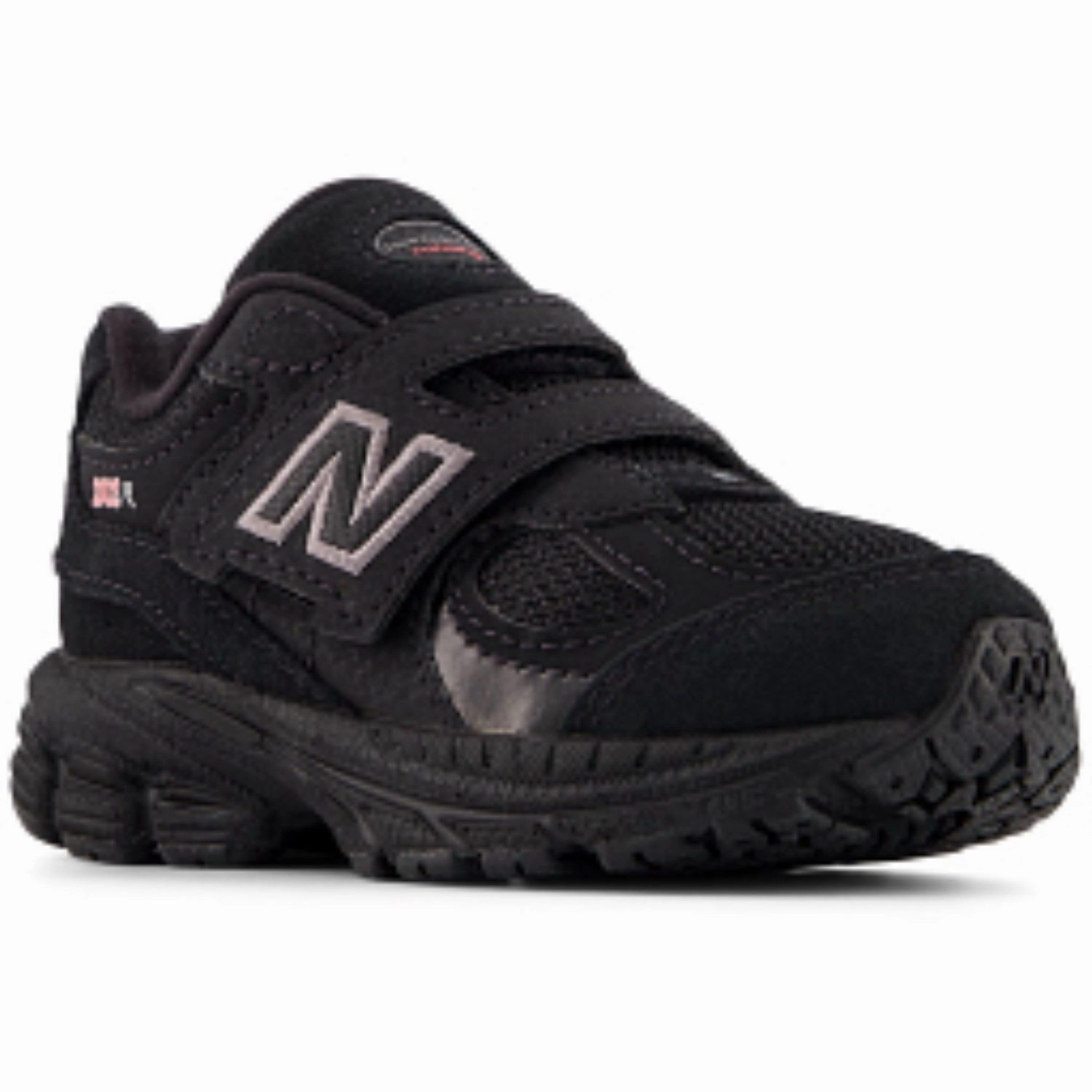 New Balance Black 2002 Kids Hook & Loop Sneakers Weather Resistant Finish