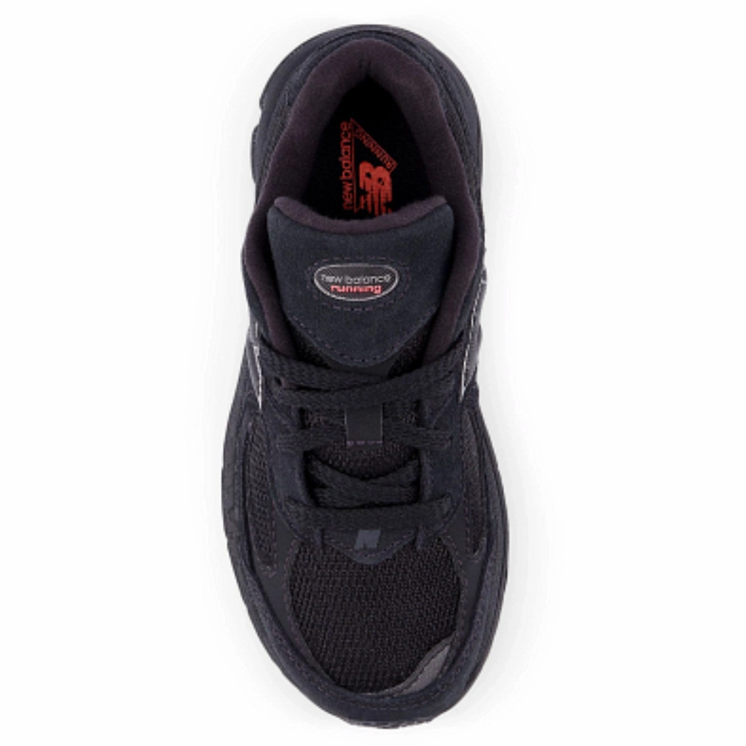 New Balance Black 2002 Kids Lace Sneakers Thermoplastic Heel Support Full Grip
