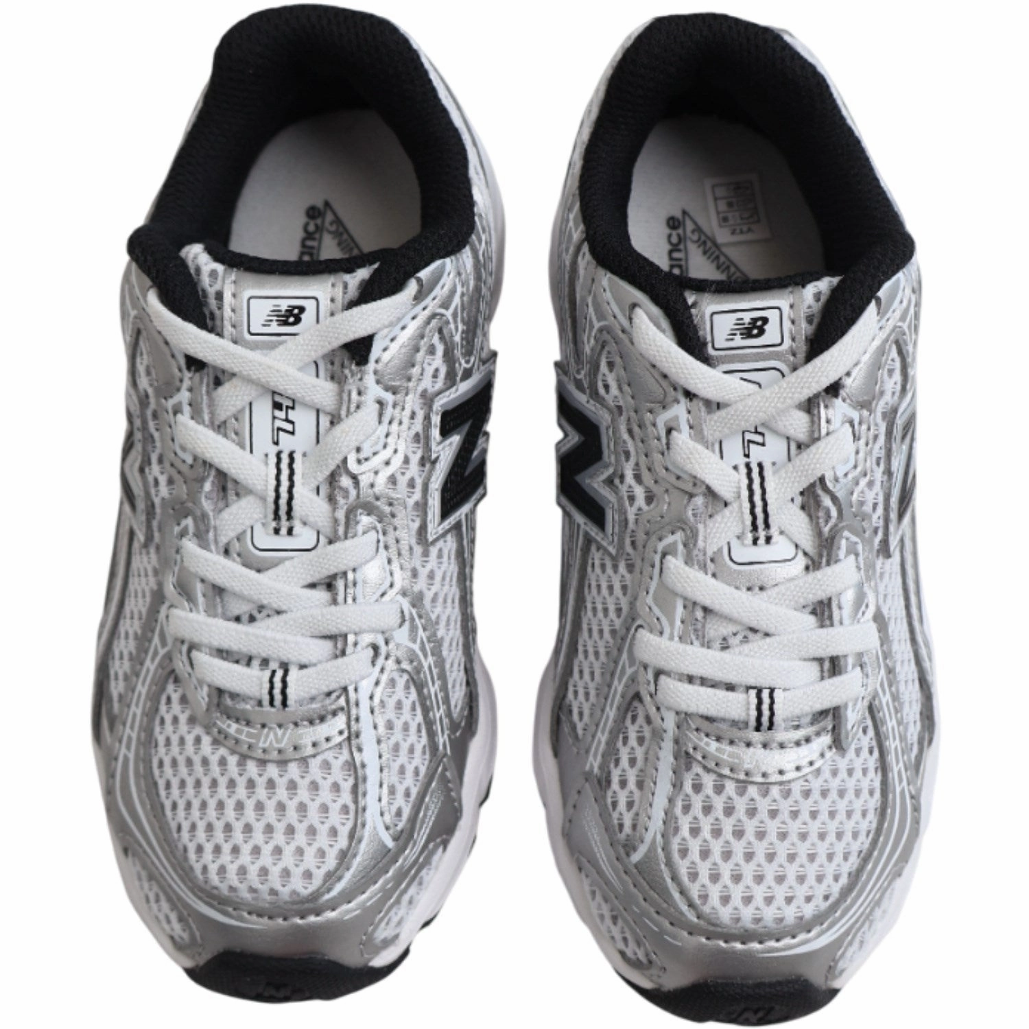 New Balance Silver Metallic 740 Kids Bungee Lace Sneakers Impact Diffusing Insoles