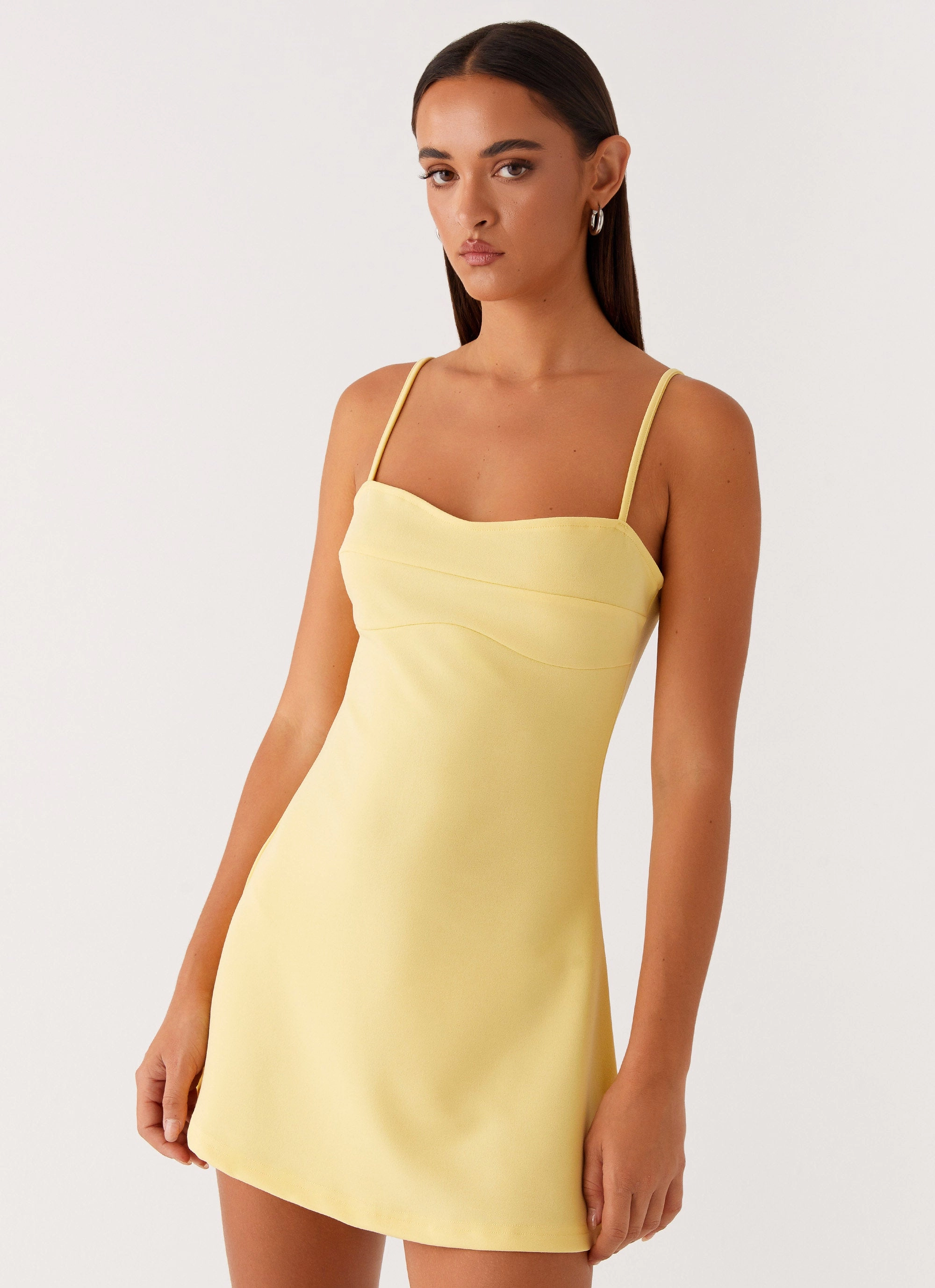 Chilly Weather Layer Layering Comfort Cindy Mini Dress - Yellow