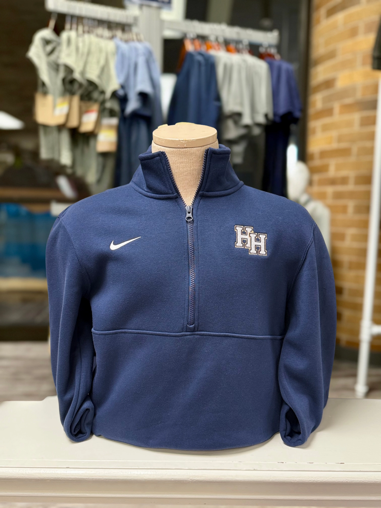 Nike Club Fleece 1/2 zip Sweatshirt, navy, stacked Hs tropical print Ombre