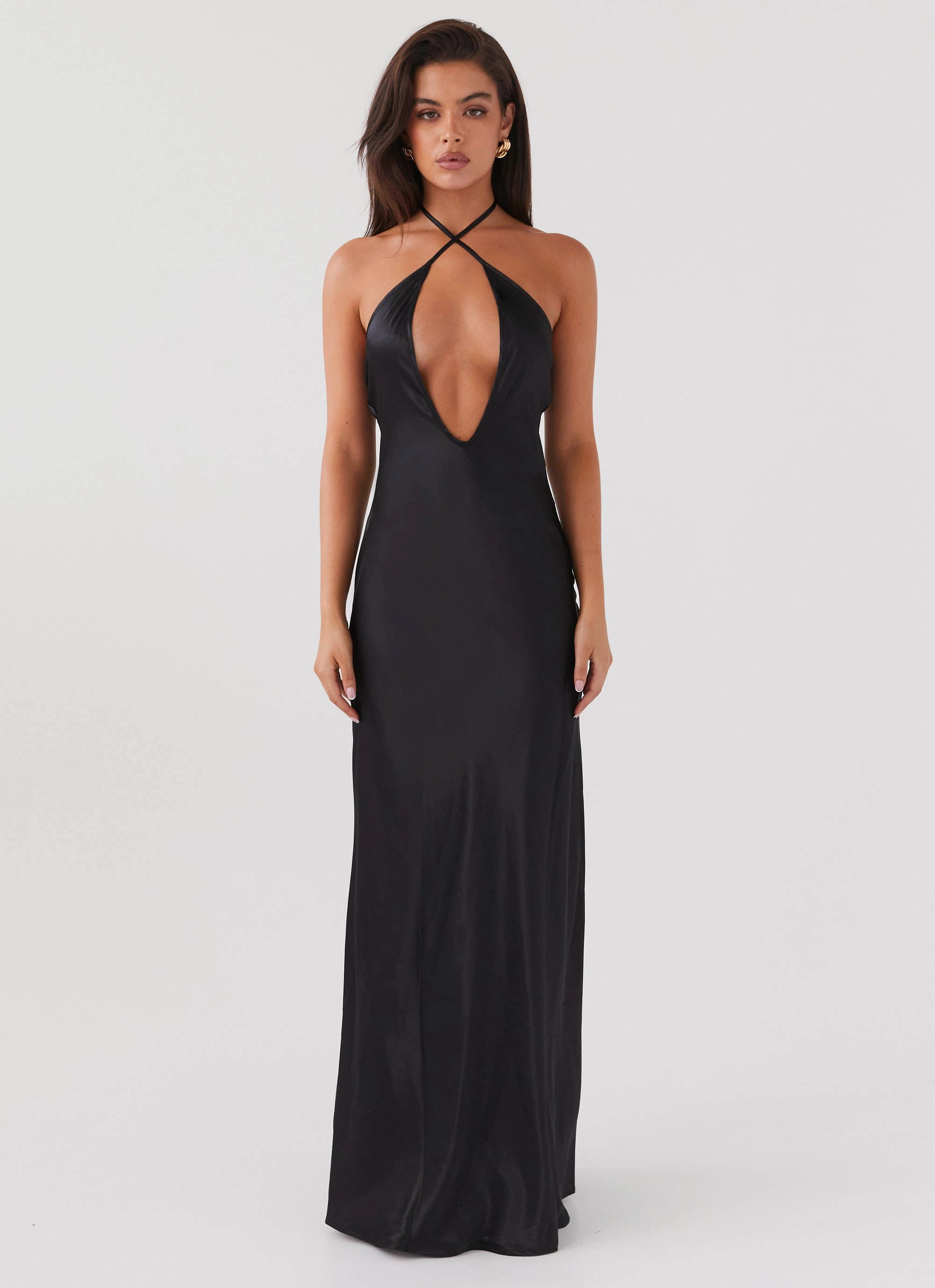 Smooth Vibes Soft Pleats Noir Symphony Maxi Dress - Black