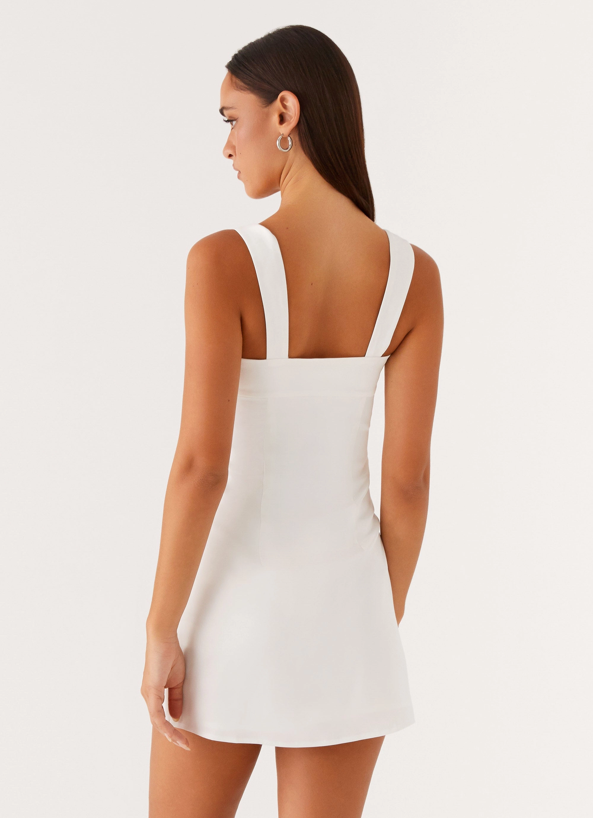 Odette Satin Mini Dress - White Polished look dress Work Flex