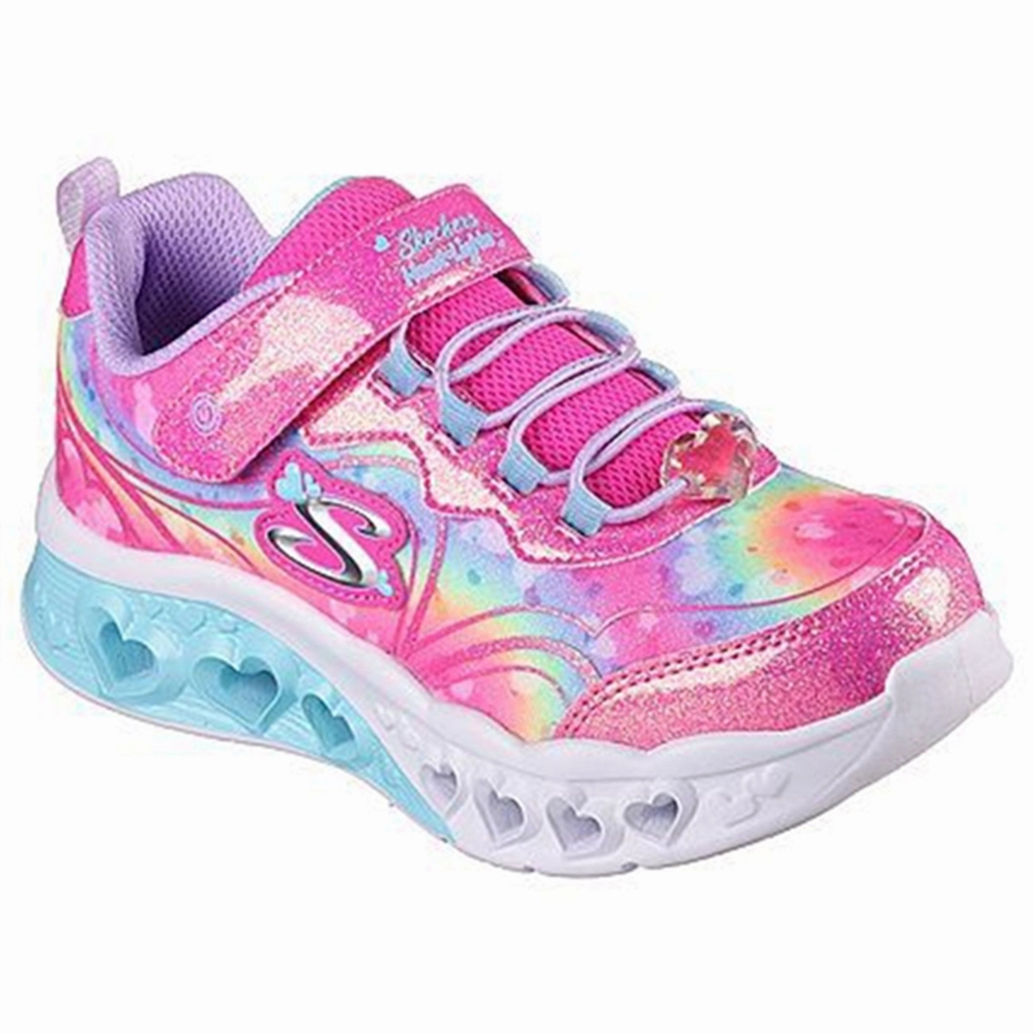 Skechers Flutter Heart Light Sneakers With Multi Glitter Hot Pink Lavender Versatile Look