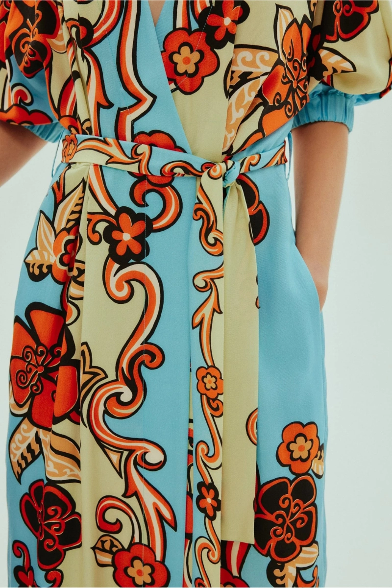 Lightweight Romantic Bloom Ondine Wrap Midi Dress