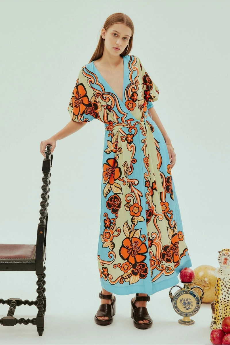 Ondine Wrap Midi Dress Cool Season