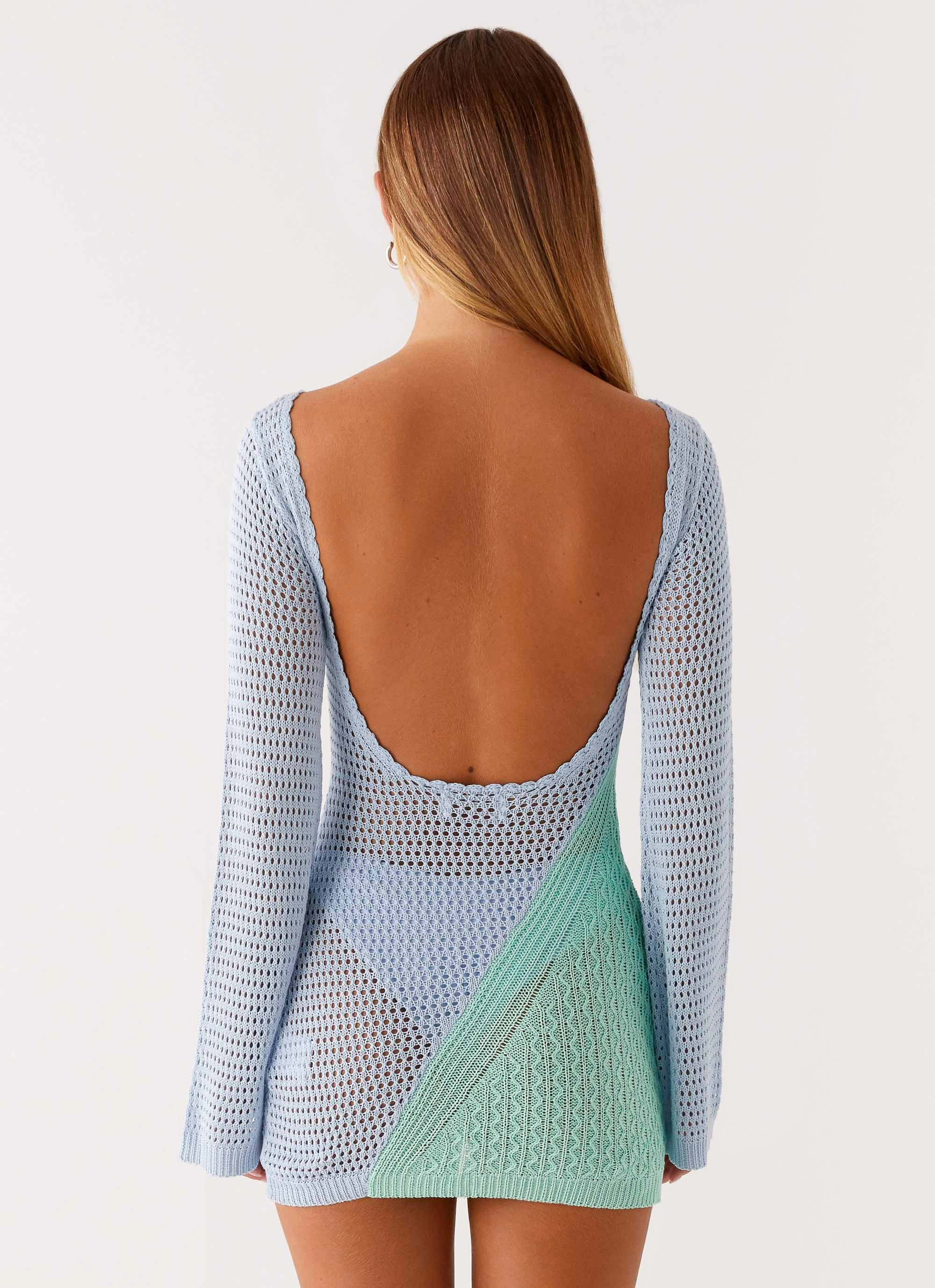 Estie Long Sleeve Crochet Mini Dress - Multi Fall Outfit Refined Aesthetic