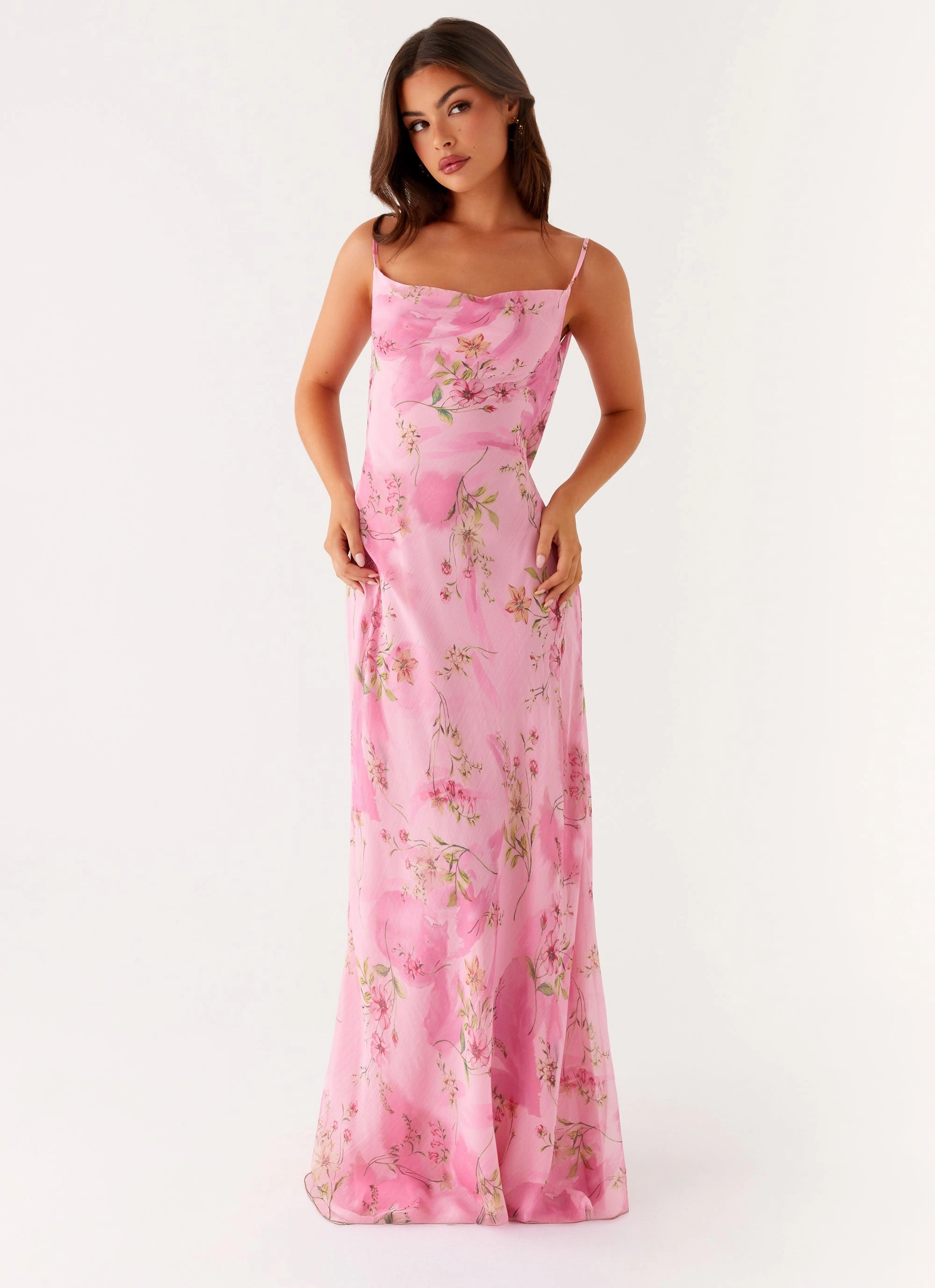 Fresh Tones Wardrobe-Staple Orlando Maxi Dress - Pink Floral Print